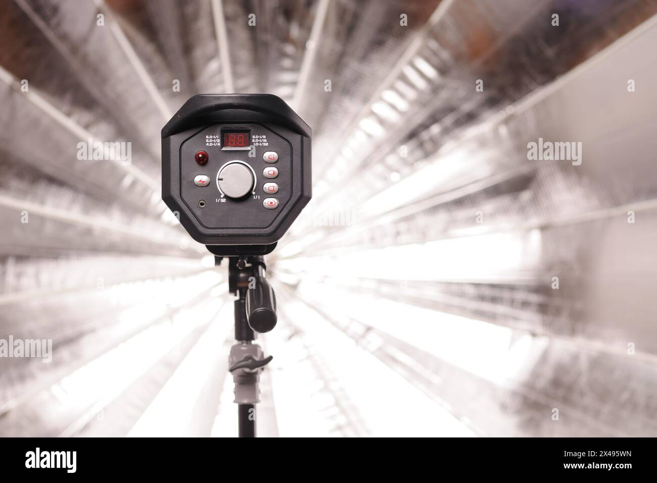 professional powerful studio flash with umbrella Stock Photo