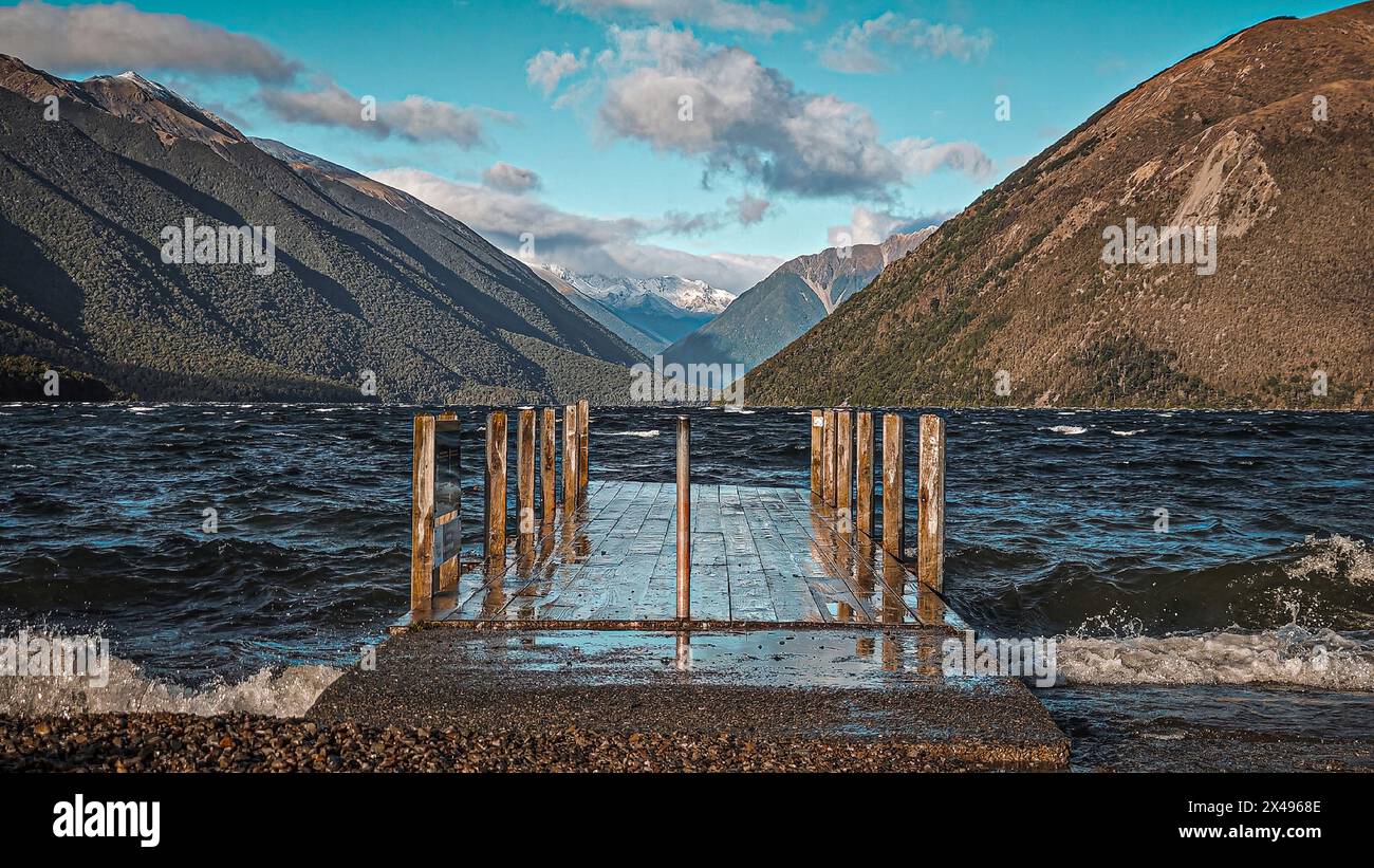 Lake Rotoiti Docking Deck Of Lake Rotoiti At Nelson Lakes National Park, New Zealand ...