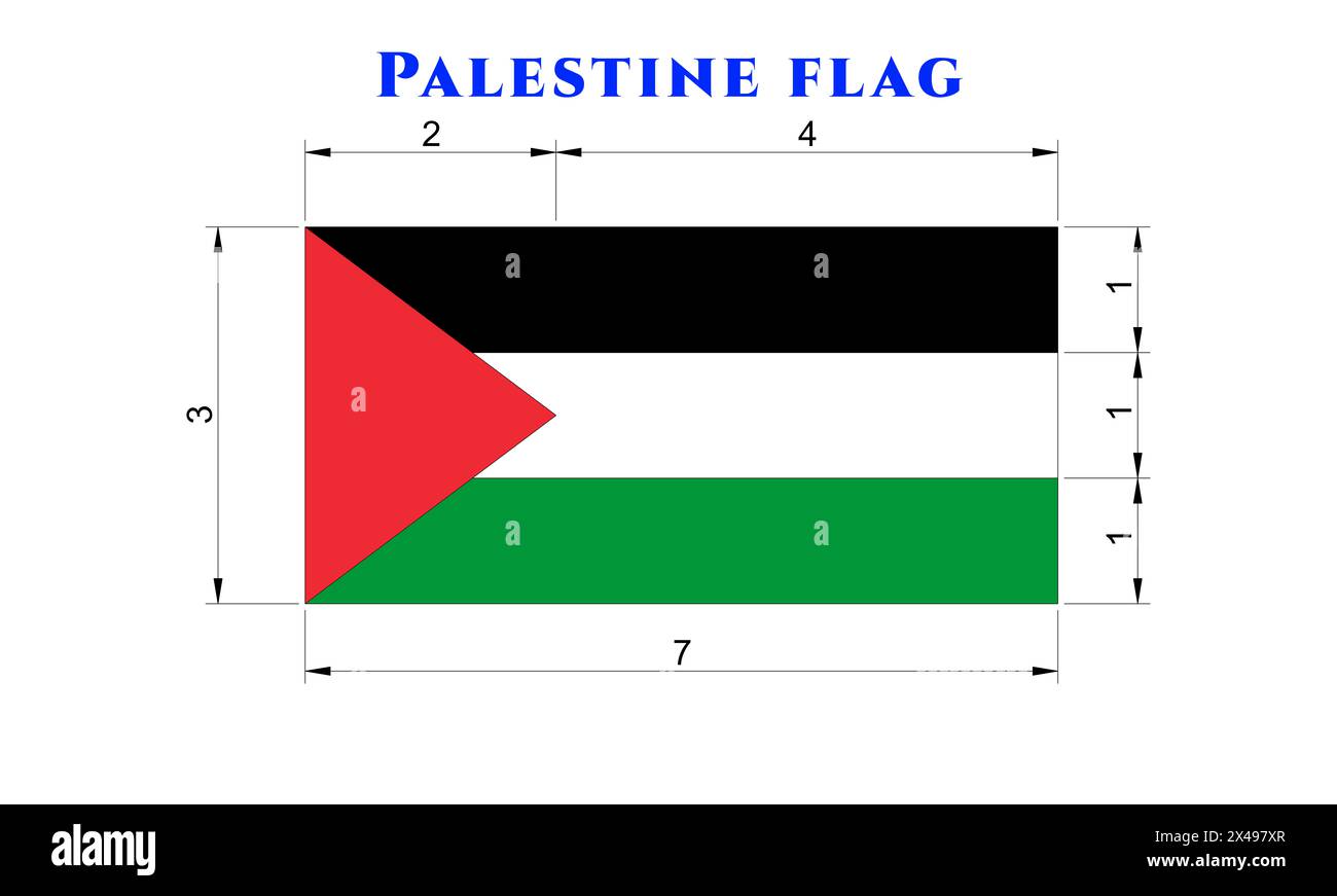 lag of Palestine, colors of the Palestinian flag, clean with official ...