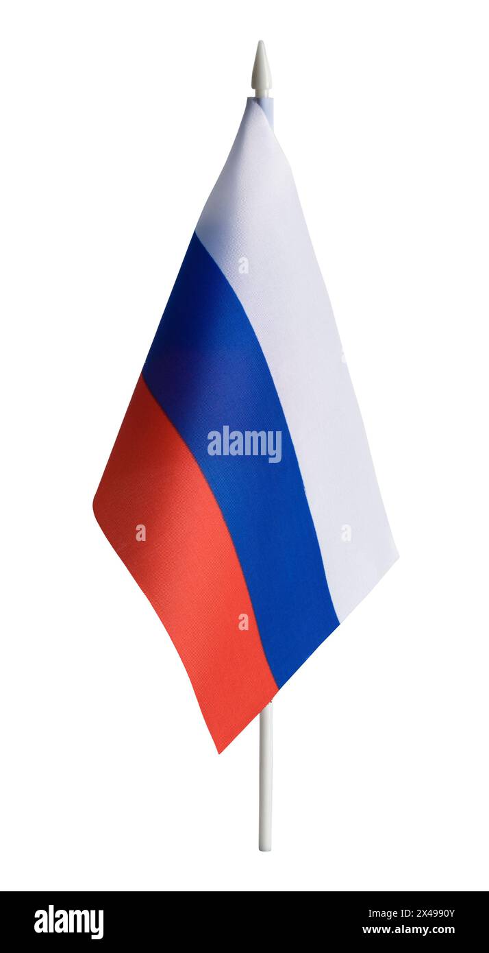 Russia Desk Flag Cut Out on White. Stock Photo