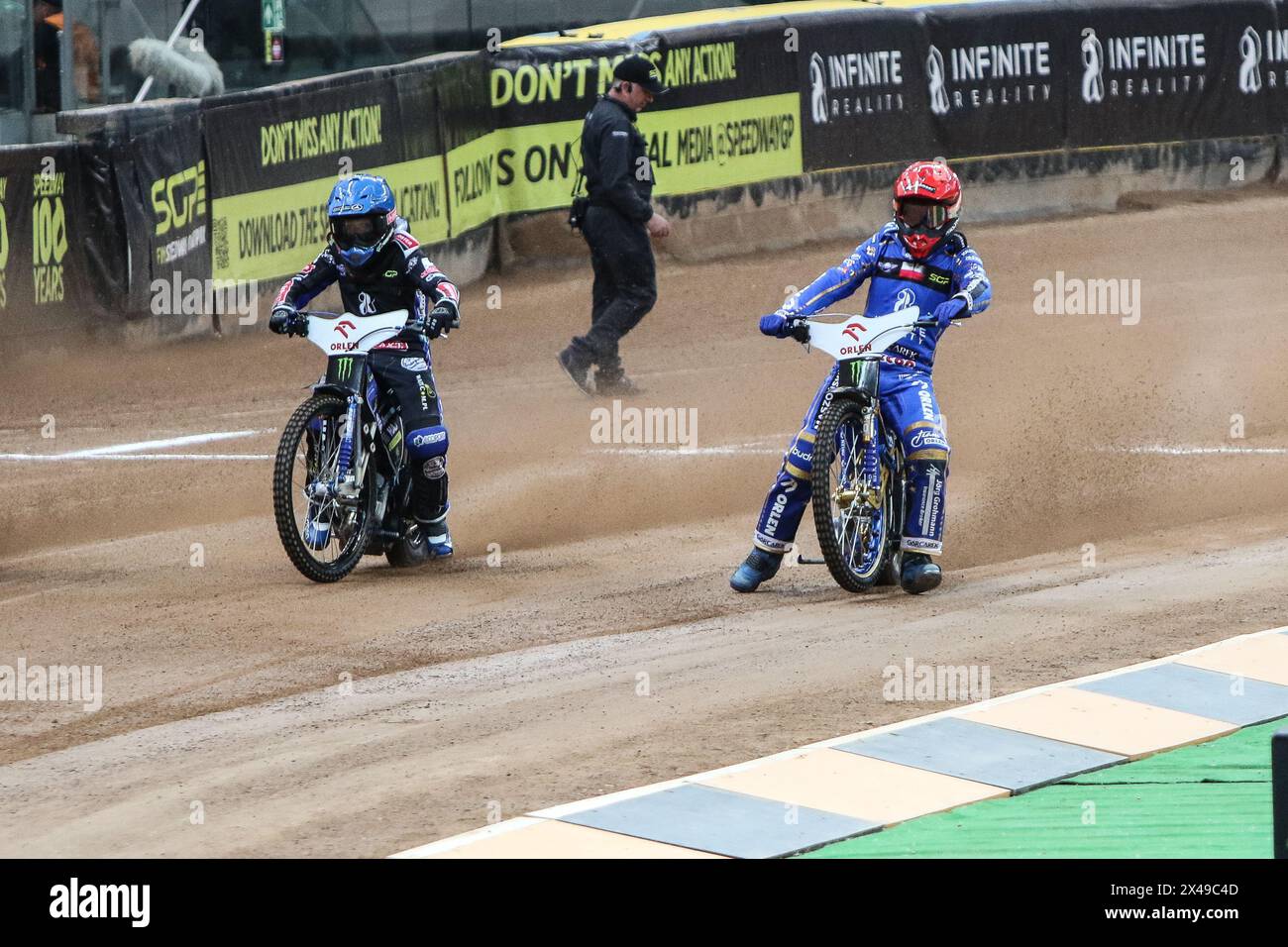 05.13.2024 WARSAW Poland 2023 ORLEN FIM Speedway Grand Prix of Poland - Warsaw op: Leon Madsen, Bartosz Zmarzlik Stock Photo