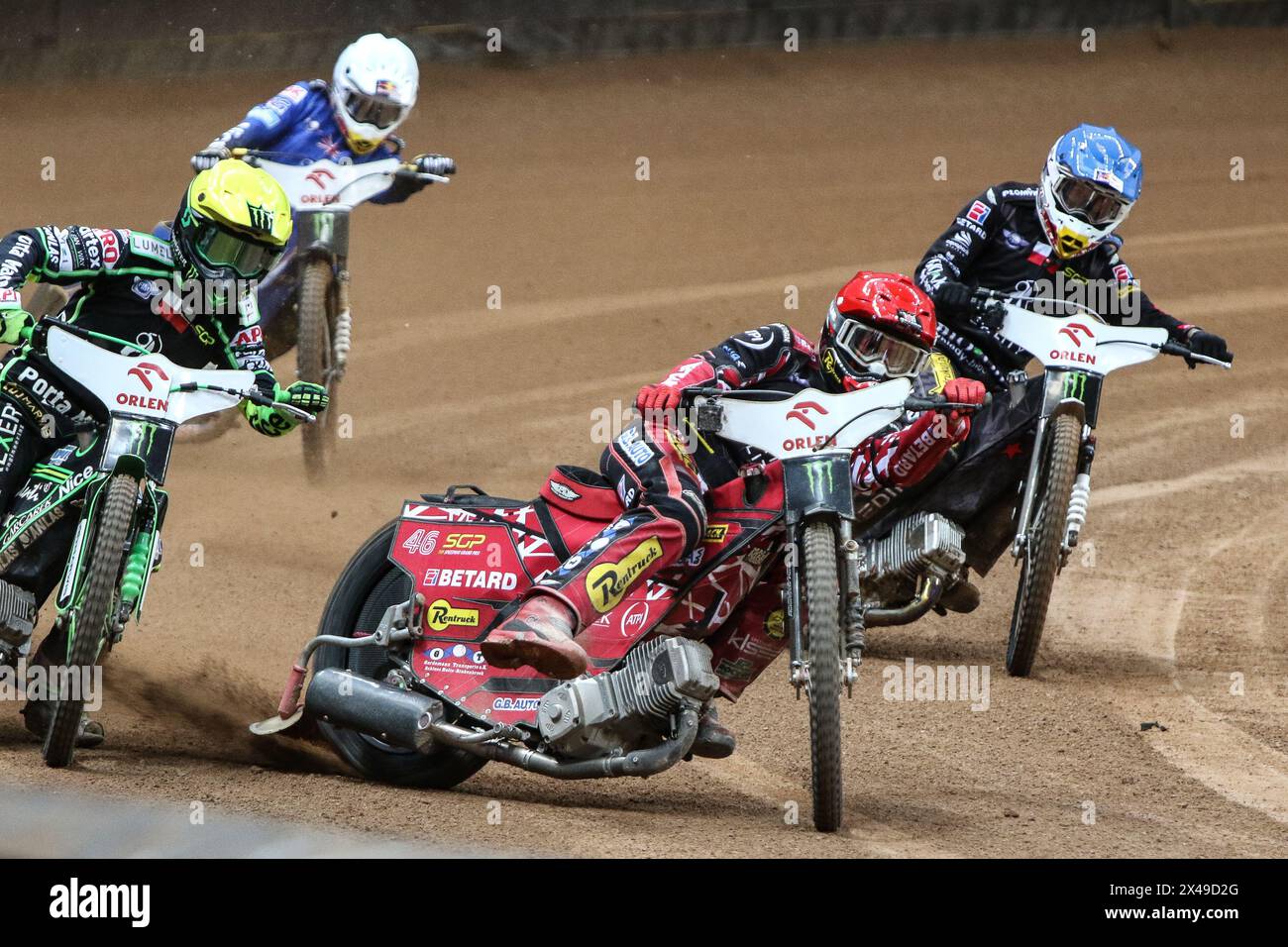 05.13.2024 WARSAW Poland 2023 ORLEN FIM Speedway Grand Prix of Poland - Warsaw op: Max Fricke, Maciej Janowski, Patryk Dudek Stock Photo
