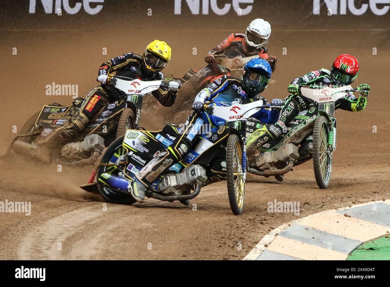 05.13.2024 WARSAW Poland 2023 ORLEN FIM Speedway Grand Prix of Poland - Warsaw op: Jason Doyle, Patryk Dudek, Anders Thomsen, Mikkel Michelsen Stock Photo
