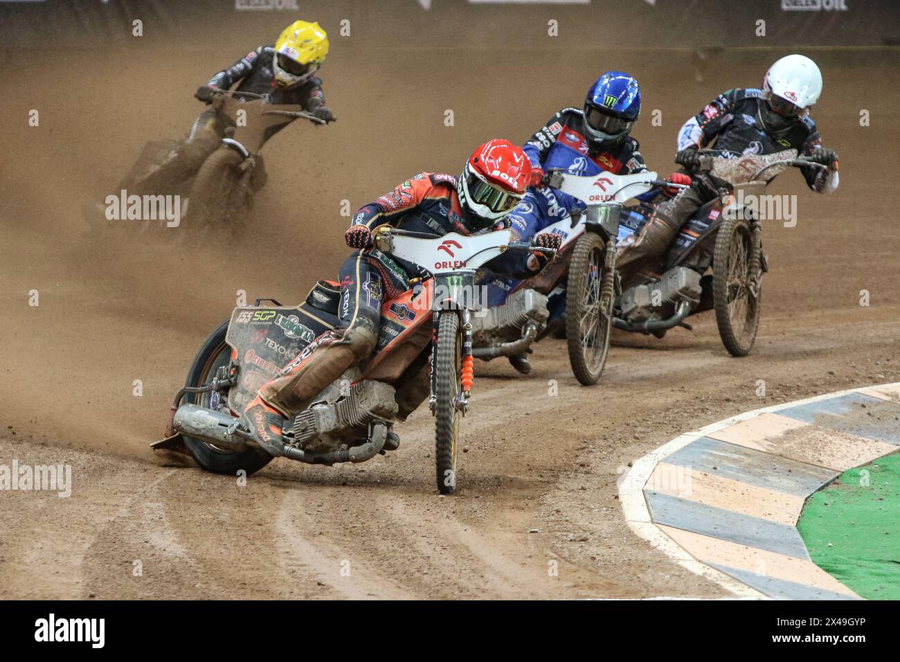 05.13.2024 WARSAW Poland 2023 ORLEN FIM Speedway Grand Prix of Poland - Warsaw op: Mikkel Michelsen, Dan Bewley, Fredrik Lindgren Stock Photo