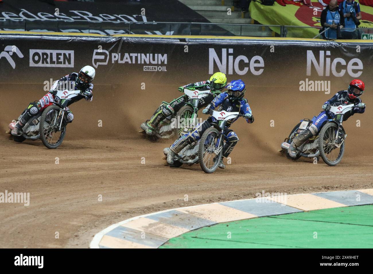 05.13.2024 WARSAW Poland 2023 ORLEN FIM Speedway Grand Prix of Poland - Warsaw op: Fredrik Lindgren, Kai Huckenbeck, Patryk Dudek, Bartlomiej Kowalski Stock Photo