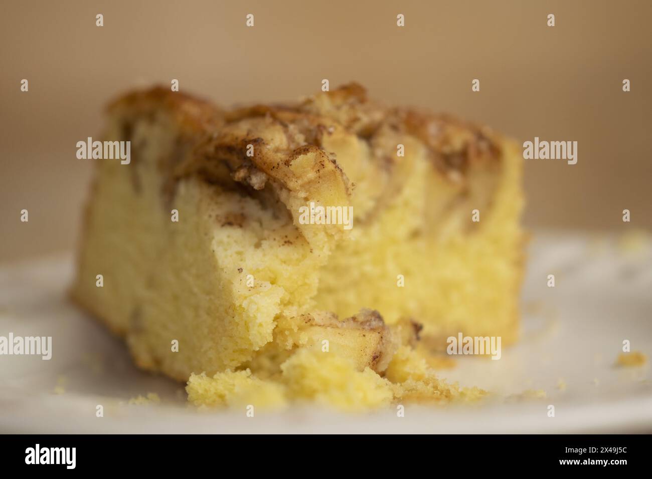 slice of homemade apple pie on a wooden table Stock Photo
