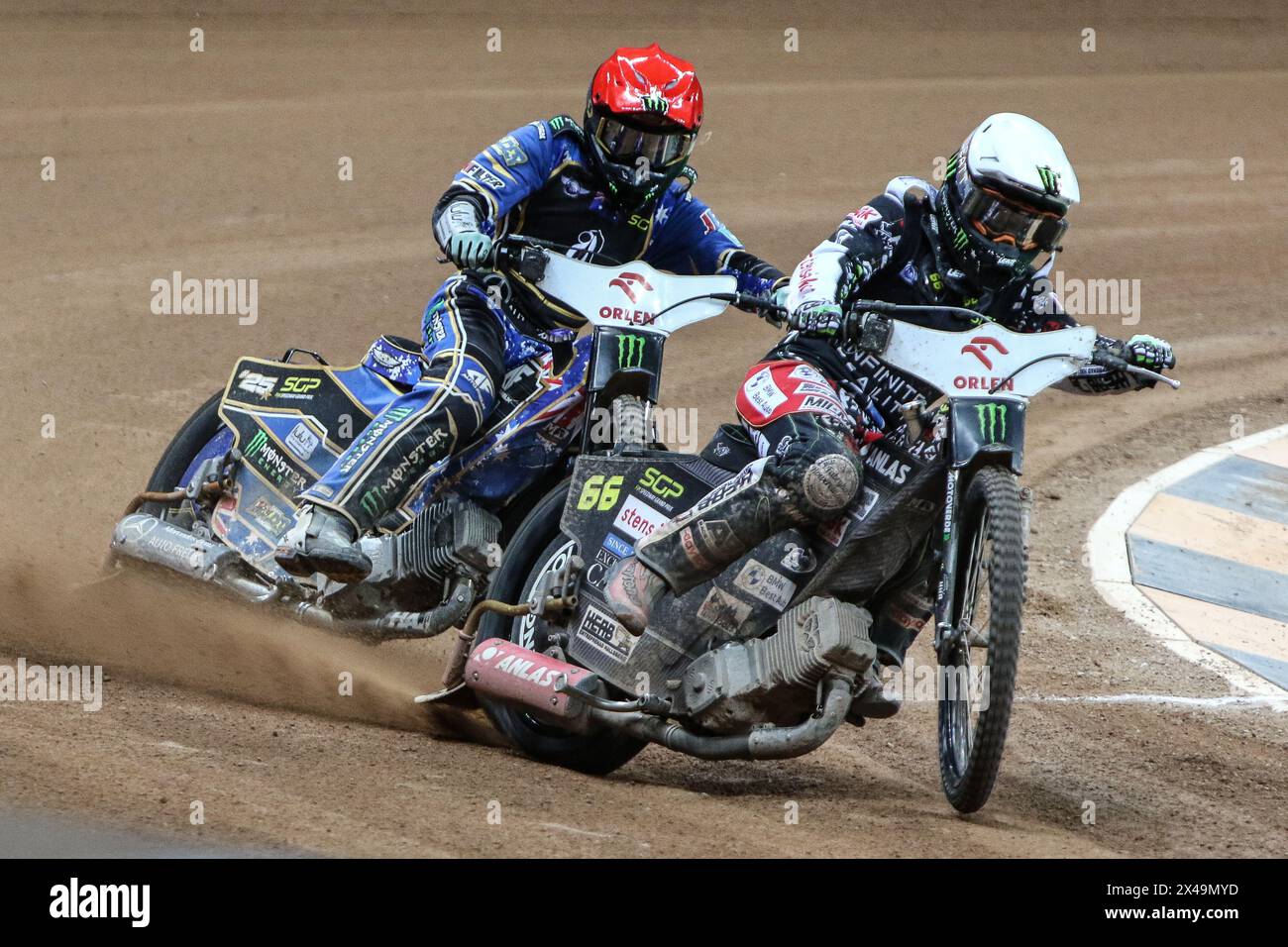 05.13.2024 WARSAW Poland 2023 ORLEN FIM Speedway Grand Prix of Poland - Warsaw op: Jack Holder, Fredrik Lindgren Stock Photo