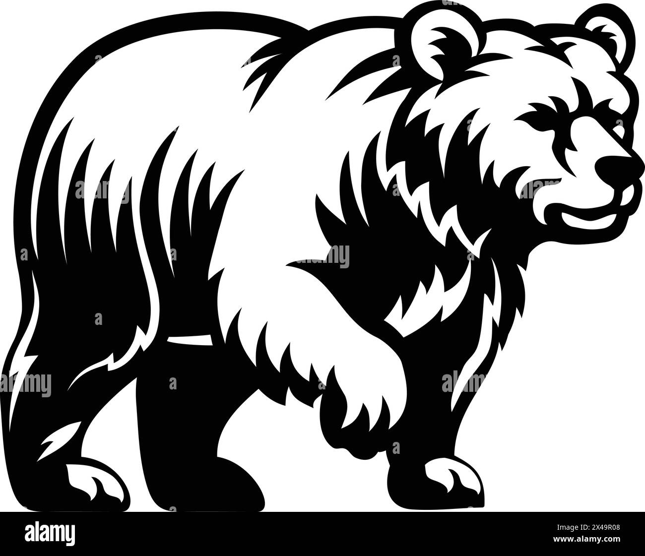 Bear Animal Woodcut Vintage Grizzly Icon Mascot Stock Vector Image