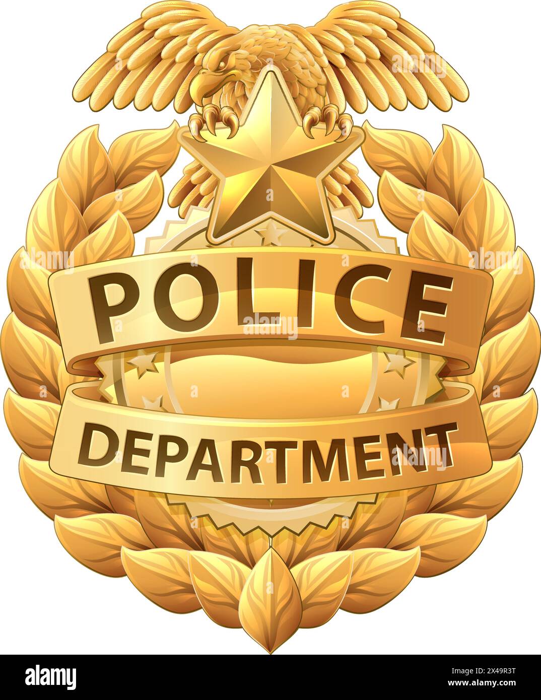 Police Badge Shield Star Sheriff Cop Crest Symbol Stock Vector