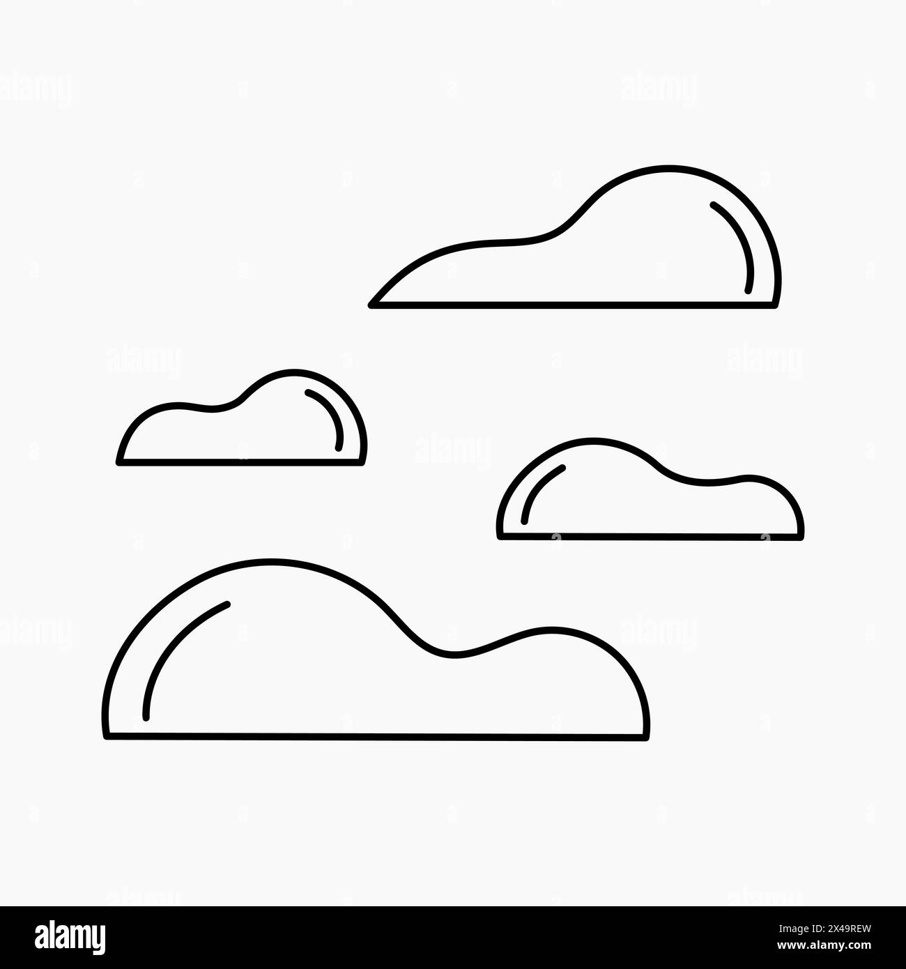 Set of clouds in flat style. Cloud icon. Outline balloon. Vector cartoon clipart. Stock Vector