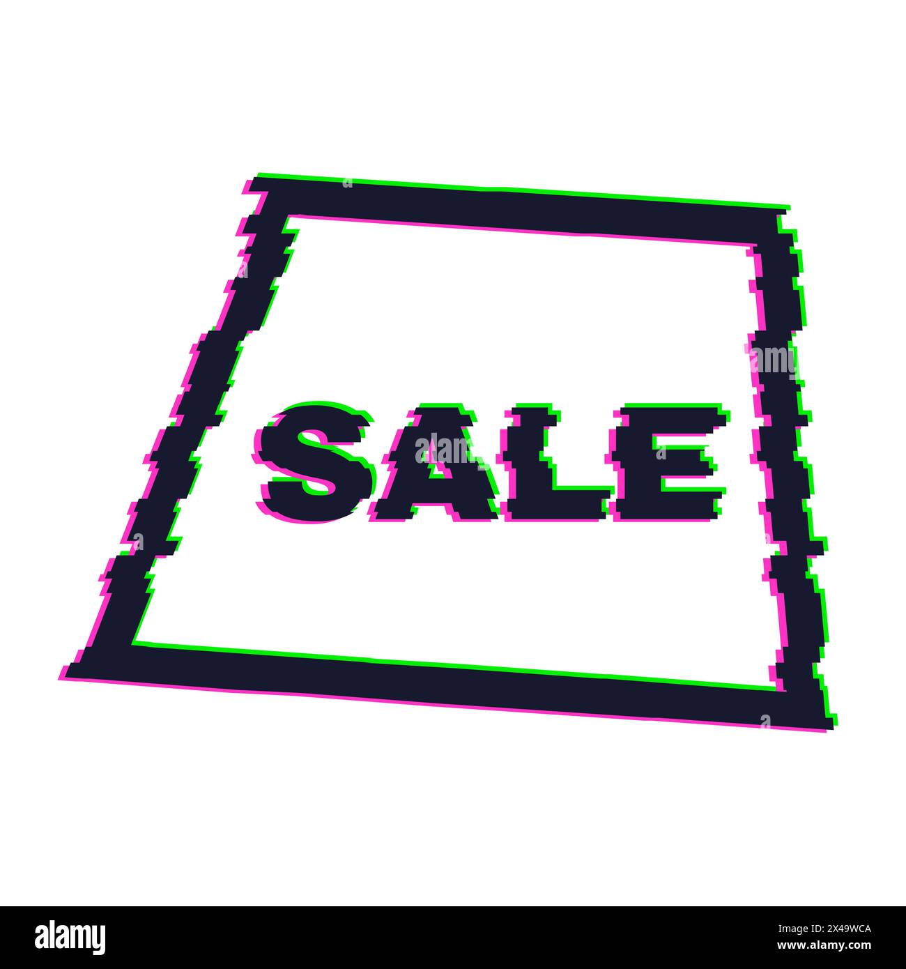 Distorted glitch sale banner with error effect on the edges and in text ...