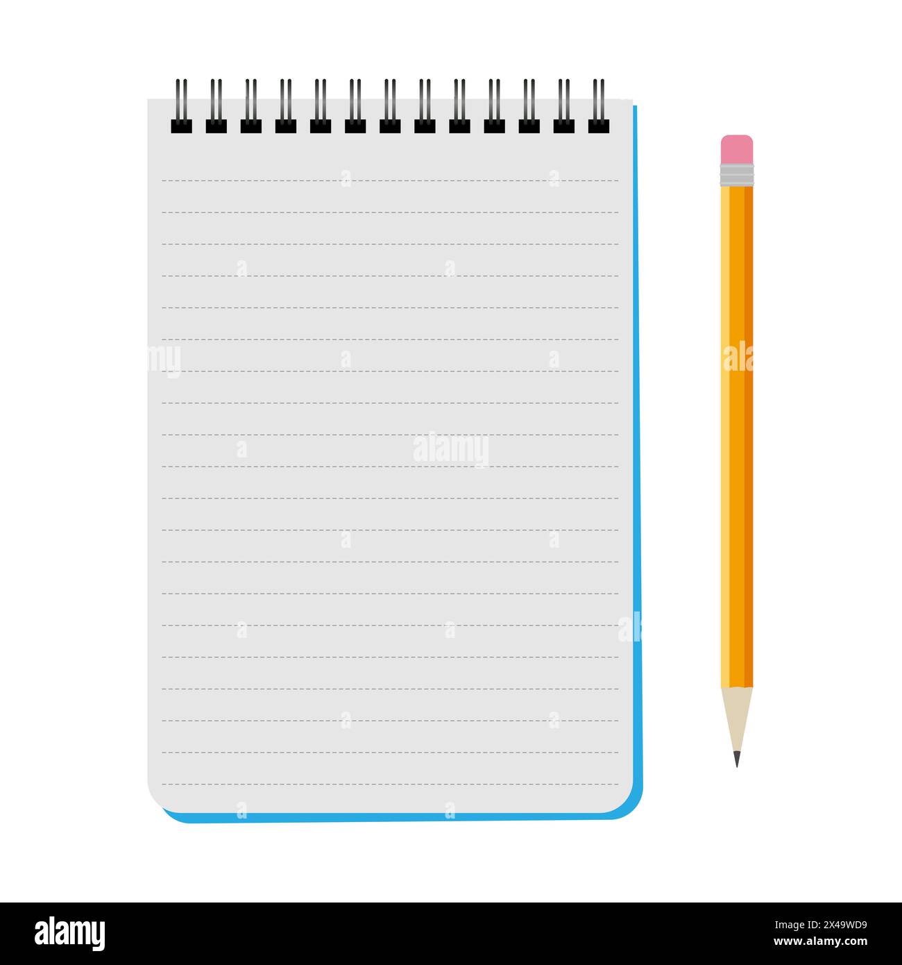 Vector notebook with a yellow pencil on a white background Stock Vector