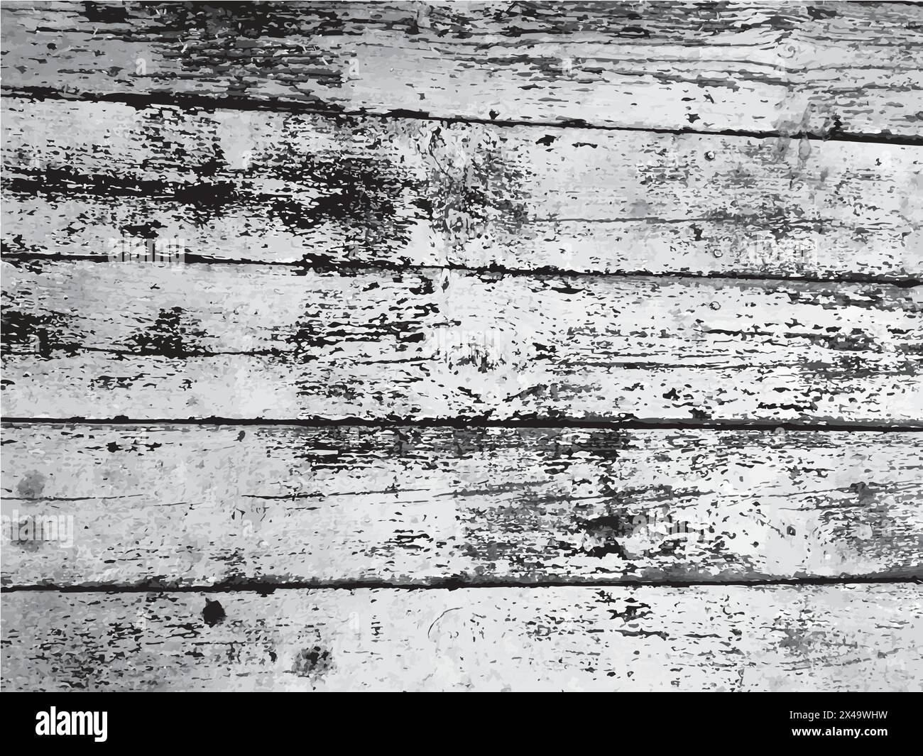 Realistic Natural Wooden Background. Grunge Wood Overlay Texture in black and white colors. Vector illustration Stock Vector
