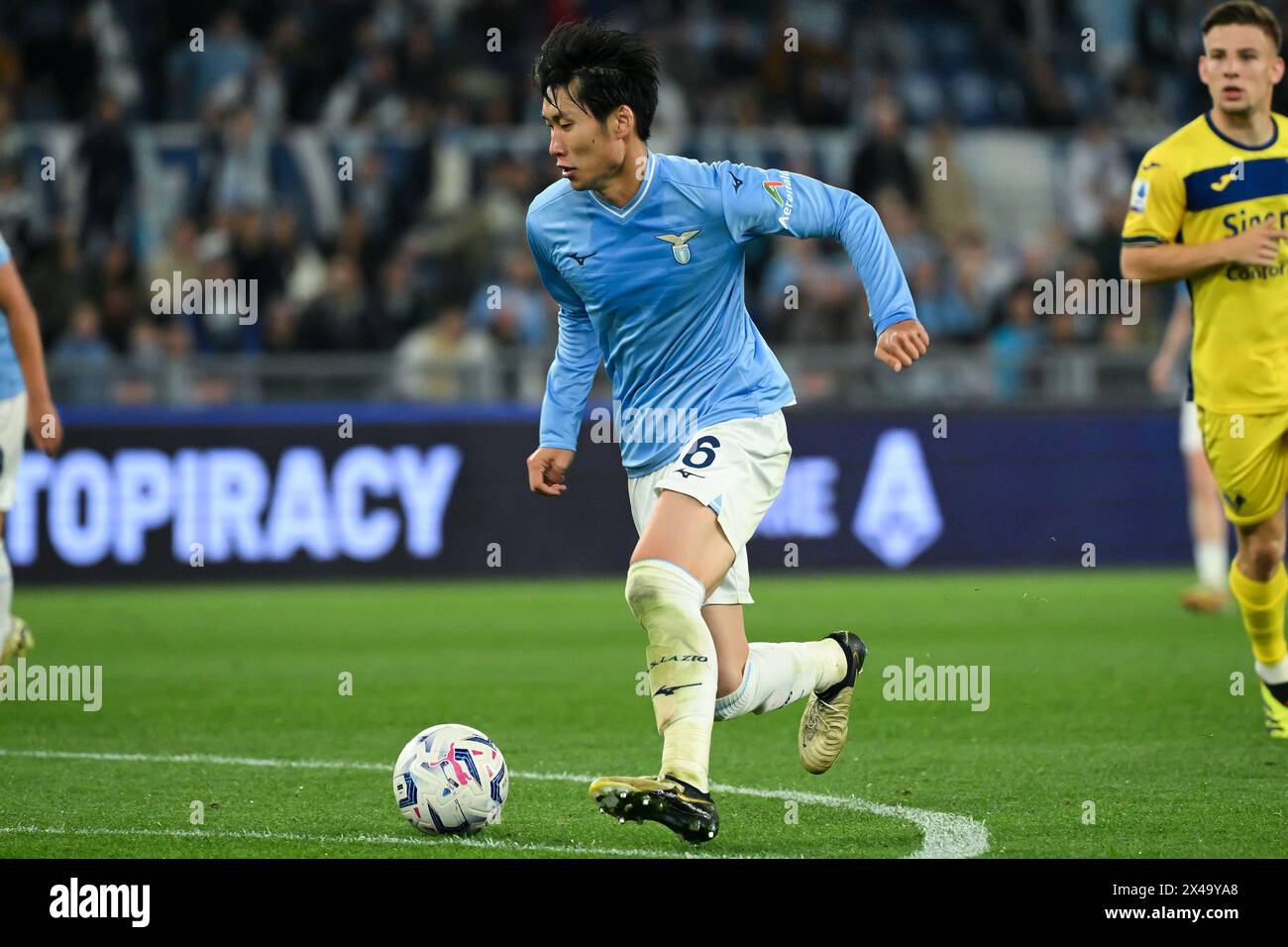 Daichi Kamada of SS Lazio during the Serie A football match between SS Lazio and Hellas Verona at Olimpico stadium in Rome (Italy), April 27th, 2024. Stock Photo