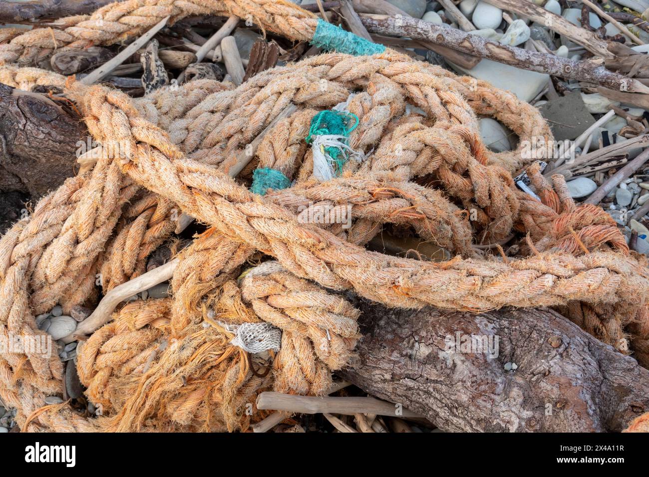 Washed Up Rope Big Marine Sea Ship Ropes washed ashore by a storm Stock Photo - Alamy