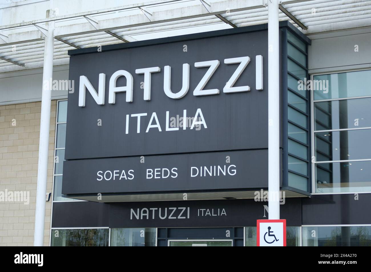 LONDON- APRIL 23, 2024: Natuzzi Italia on Brent South Shopping Park in NW2 north west London Stock Photo