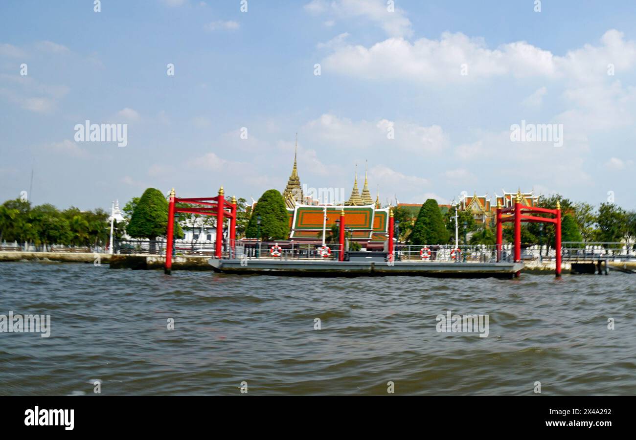 Kings palace in bangkok, thailand from chao praya river Stock Photo