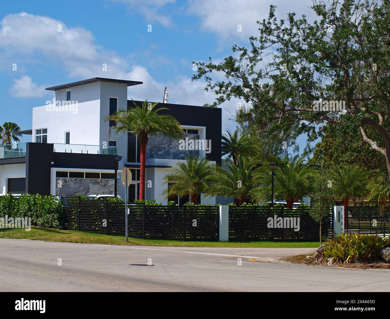 Miami, Florida, United States - April 20, 2024: Modern residential home in Palmetto Bay. Stock Photo