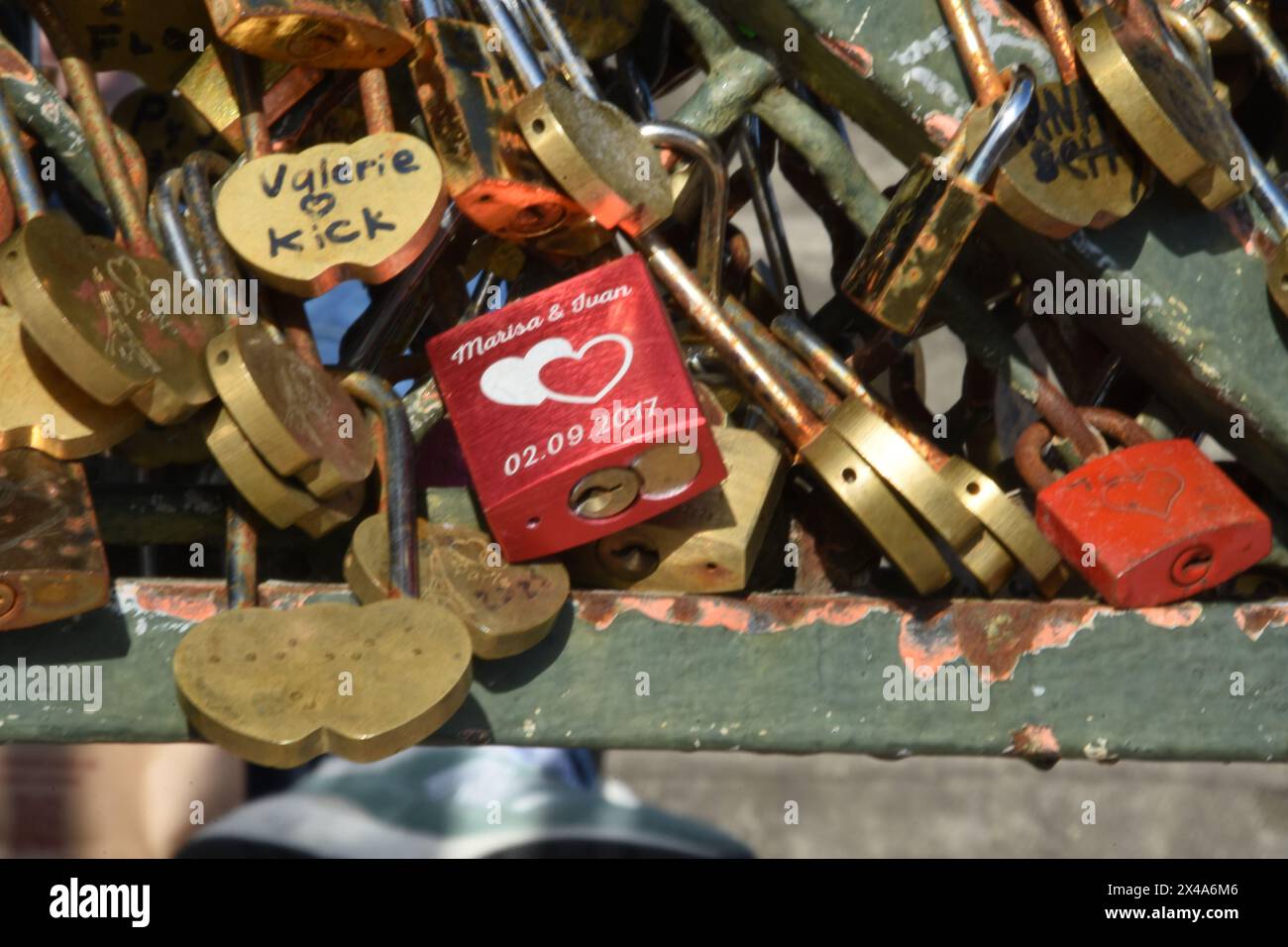 Des cadenas ''amoureux'' de Montmartre, Paris Stock Photo