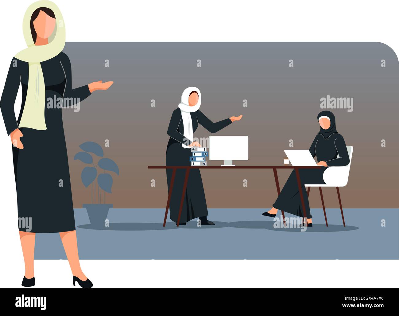 ESG Compliance - MENA Region Women in IT Office - Stock Illustration as ...