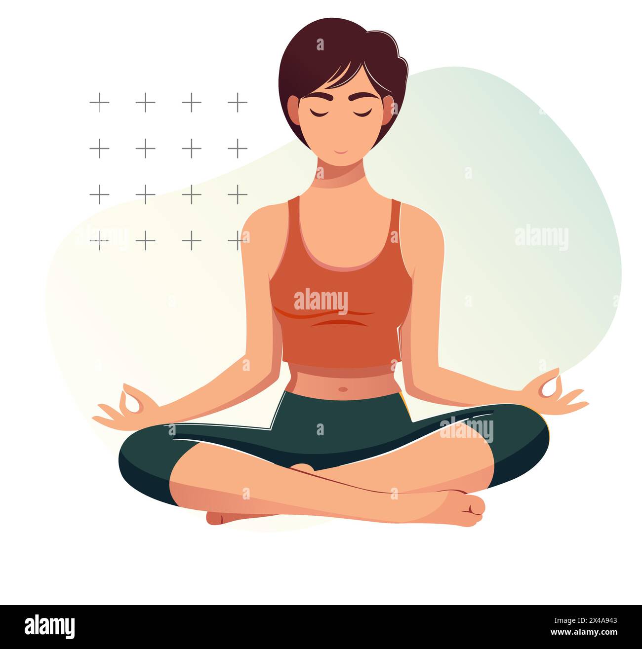Practice Yoga - Healthy Living - Pranayama Breathing Exercise - Illustration as EPS 10 File Stock Vector