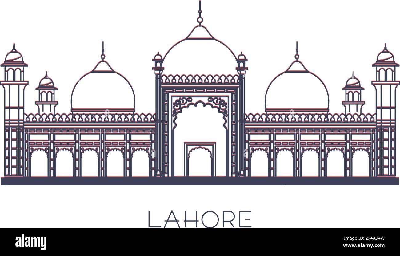 Badshahi Mosque - Lahore - Pakistan - Stock Illustration as EPS 10 File ...