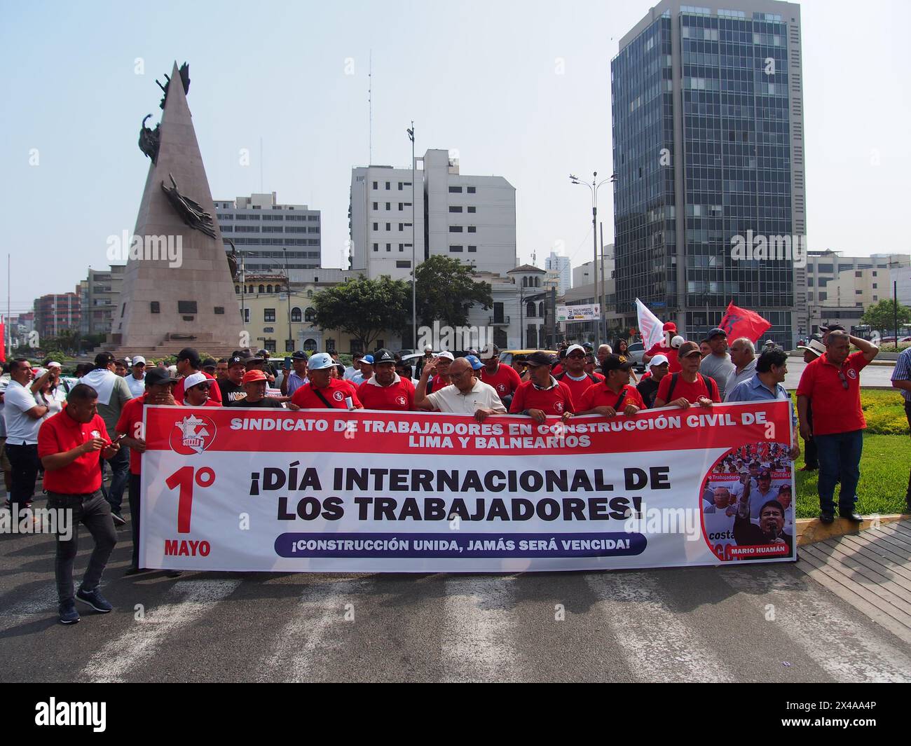 Lima, Peru. 01st May, 2024. Thousands of union members take to the streets of Lima commemorating the International Labour Day Credit: Fotoholica Press Agency/Alamy Live News Stock Photo