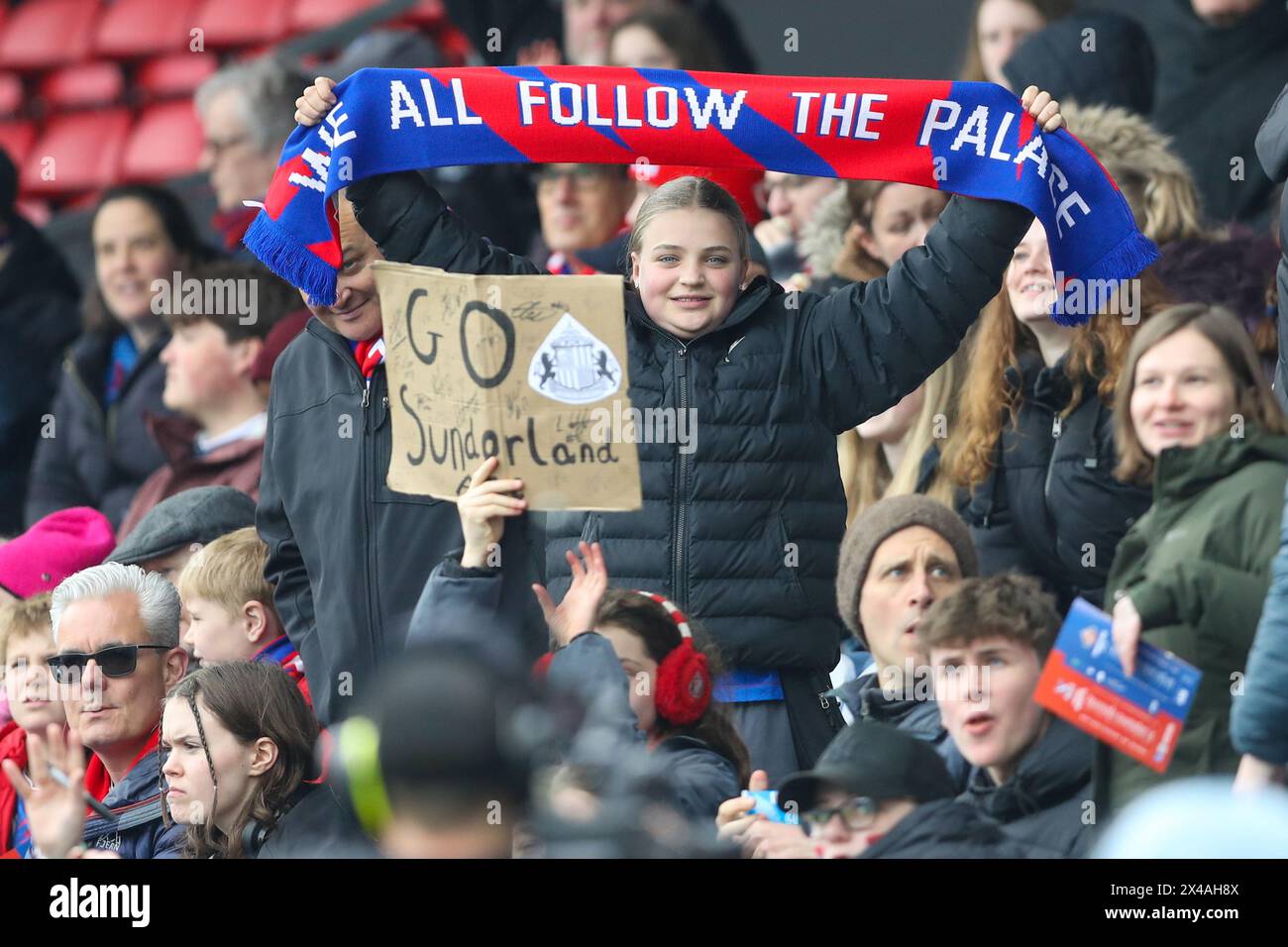 London, UK. 28th April, 2024. Young Crystal Palace supporter during the ...
