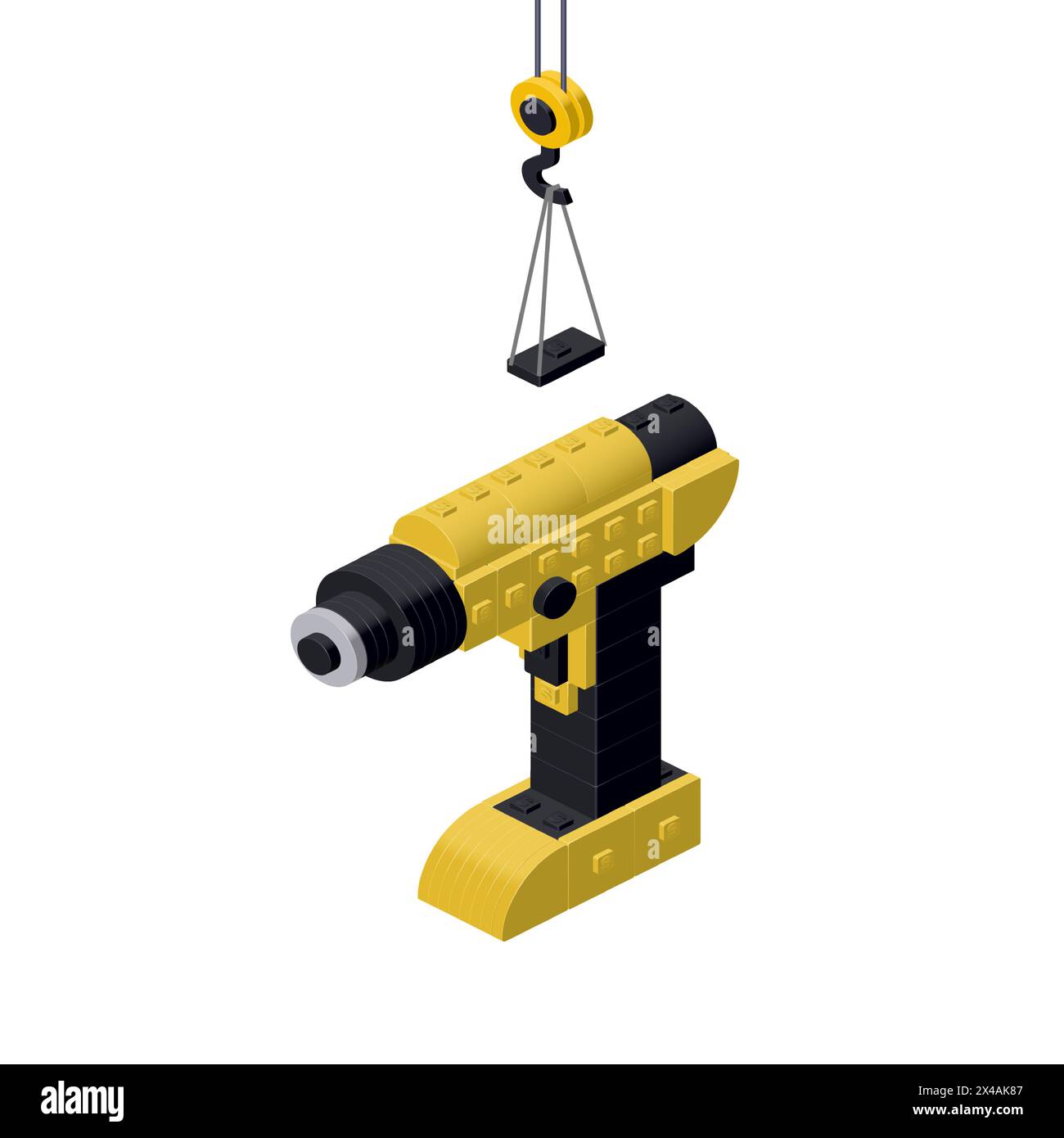 Drill production concept on white background. Vector Stock Vector