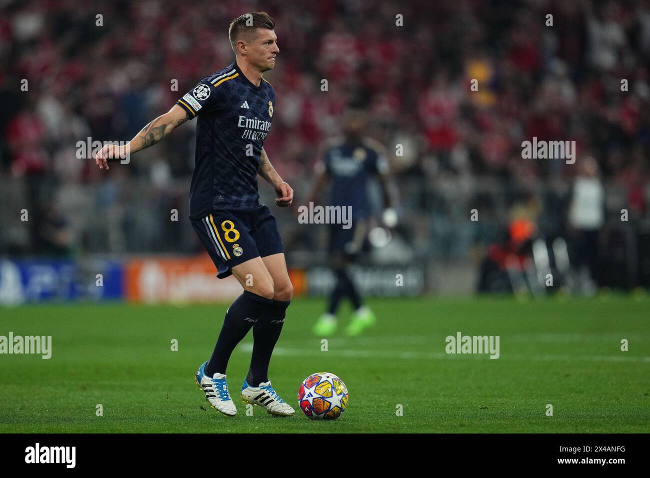 Munich, Germany. 30th Apr, 2024. Toni Kroos of Real Madrid during the UEFA Champions League match, Semi-finals, first leg, between FC Bayern Munchen and Real Madrid played at Allianz Stadium on April 30, 2024 in Munich, Germany. (Photo by Bagu Blanco/PRESSINPHOTO) Credit: PRESSINPHOTO SPORTS AGENCY/Alamy Live News Stock Photo