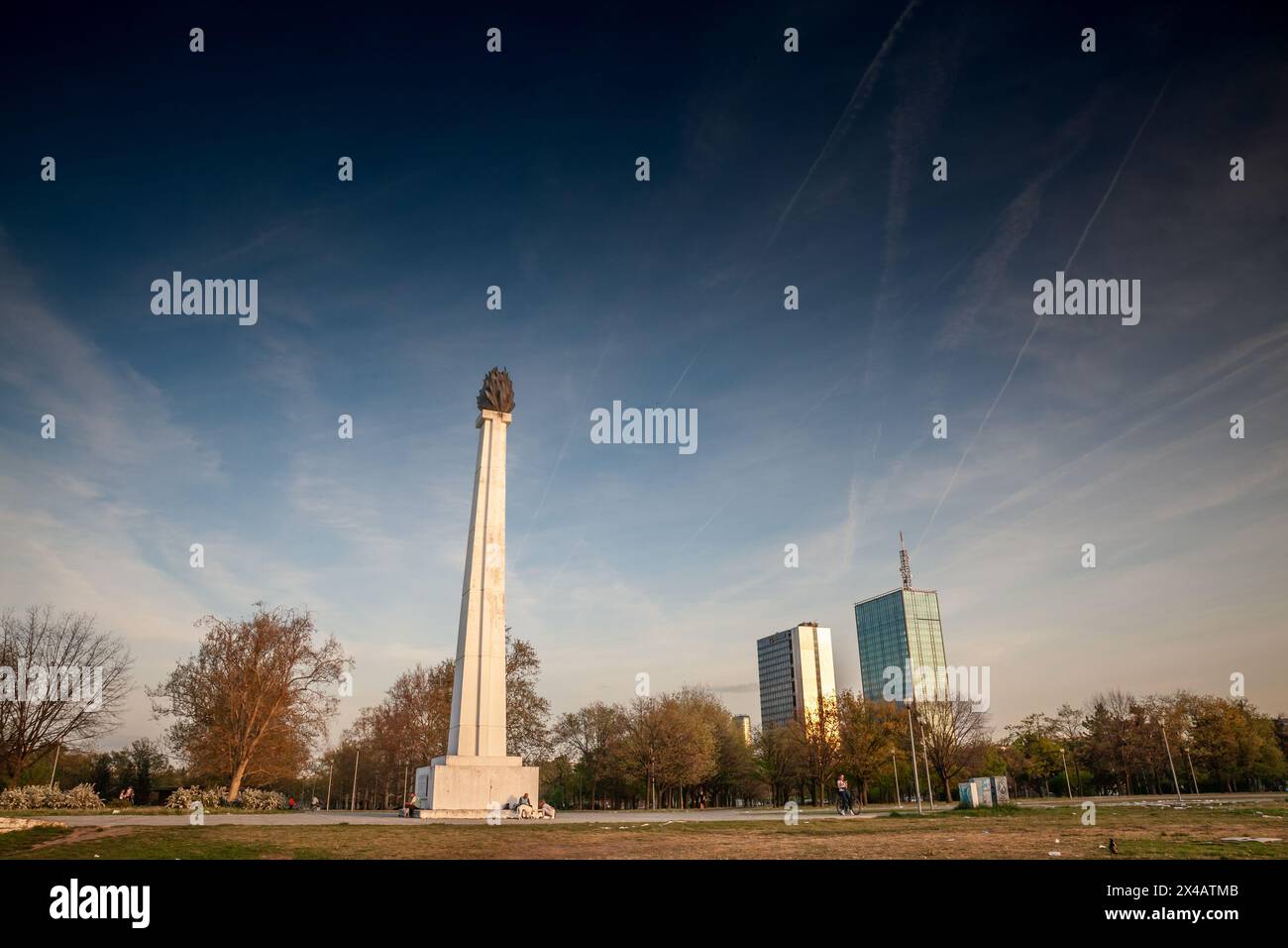 Picture of the vecni plamen of belgrade in park prijateljstva in belgrade, serbia. The "Večni plamen" monument in Belgrade, Serbia, is a memorial dedi Stock Photo