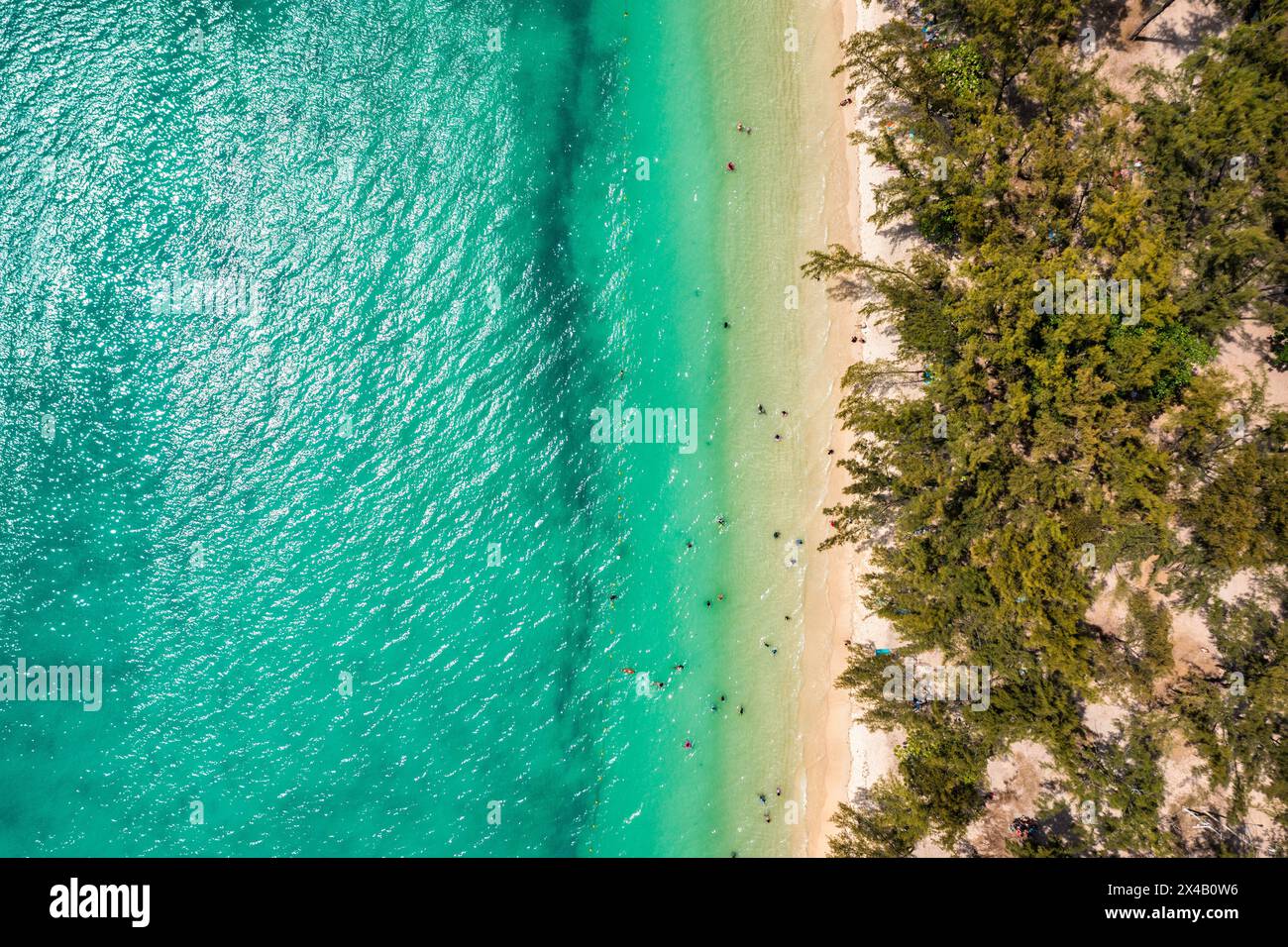 Mauritius beach aerial view of Mont Choisy beach in Grand Baie, Pereybere North. Mont Choisy, public beach in Mauritius island, Africa. Beautiful beac Stock Photo