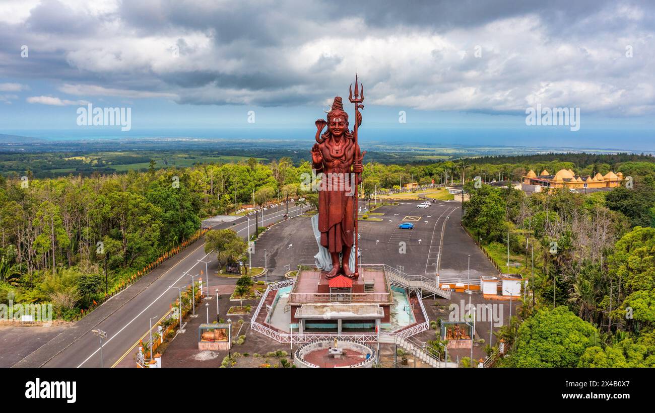Shiva statue at Grand Bassin temple, the world's tallest Shiva temple, it is 33 meters tall. Important hindu temples of Mauritius. A large statue of t Stock Photo