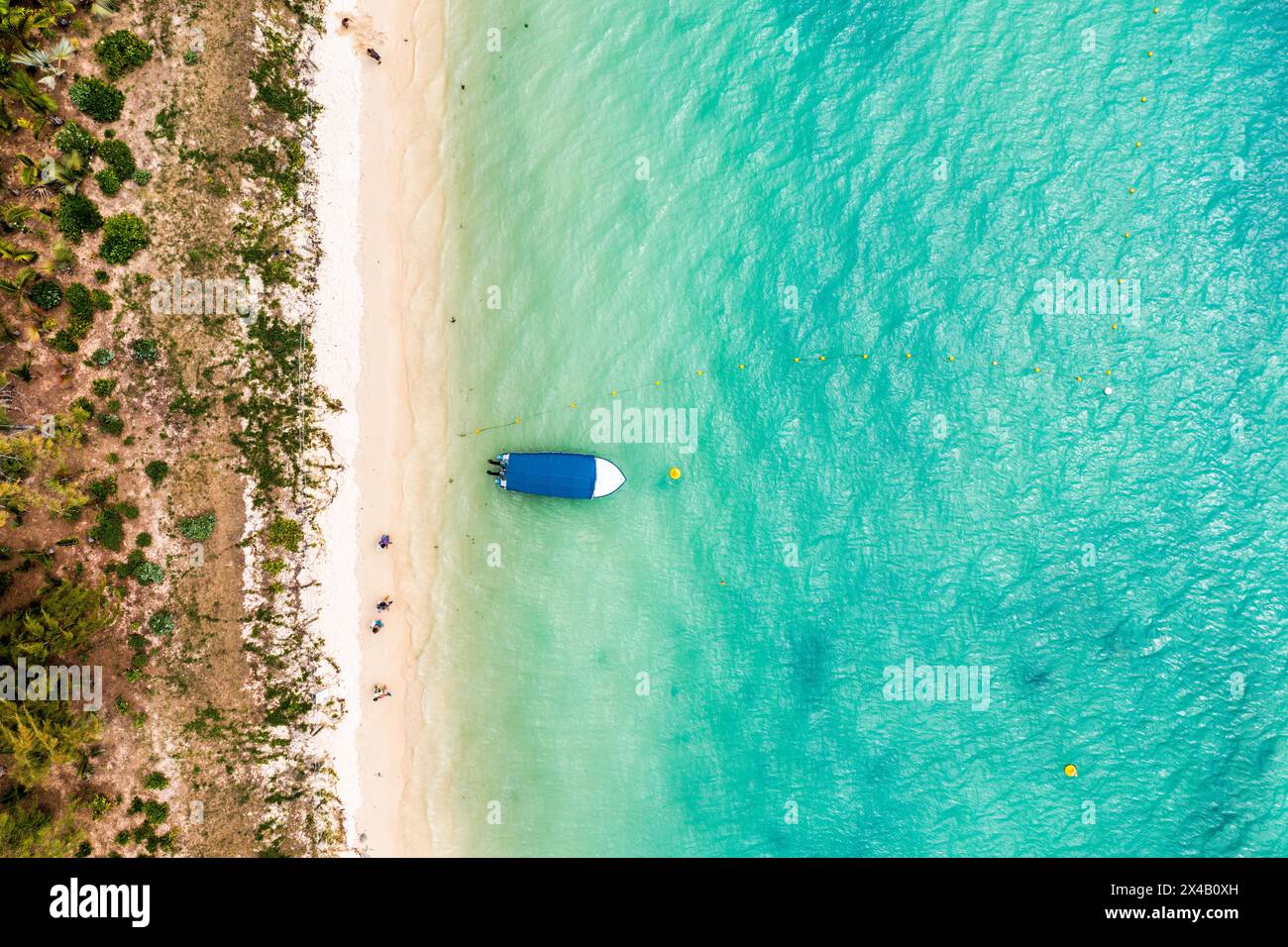 Mauritius beach aerial view of Mont Choisy beach in Grand Baie, Pereybere North. Mont Choisy, public beach in Mauritius island, Africa. Beautiful beac Stock Photo