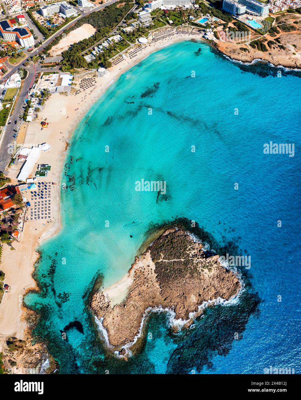 Aerial view of beautiful Nissi beach in Ayia Napa, Cyprus. Nissi beach ...