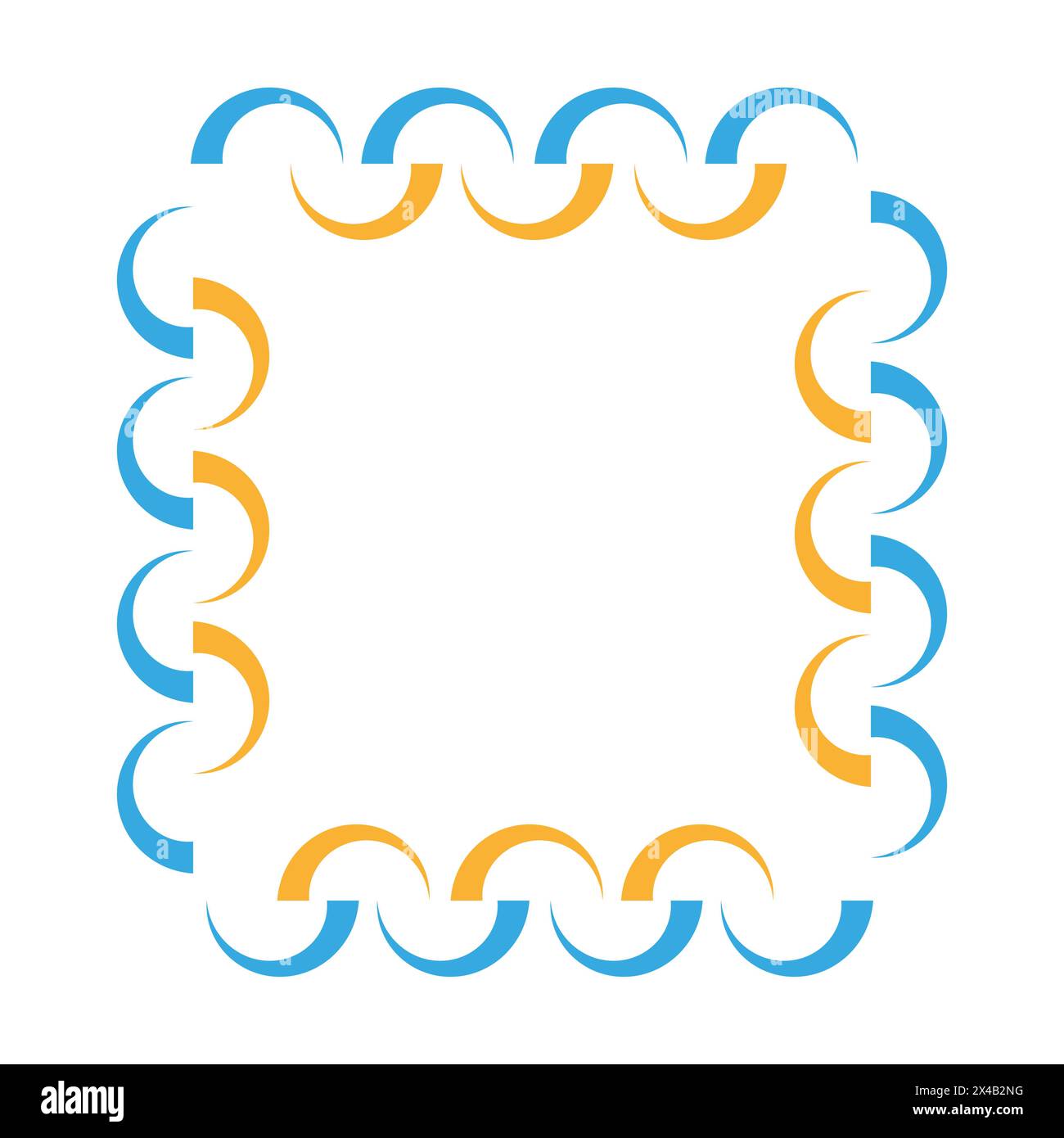 Geometric link border design. Chain pattern frame Vector. Interlocking loops square border. Decorative connection motif. EPS 10. Stock Vector
