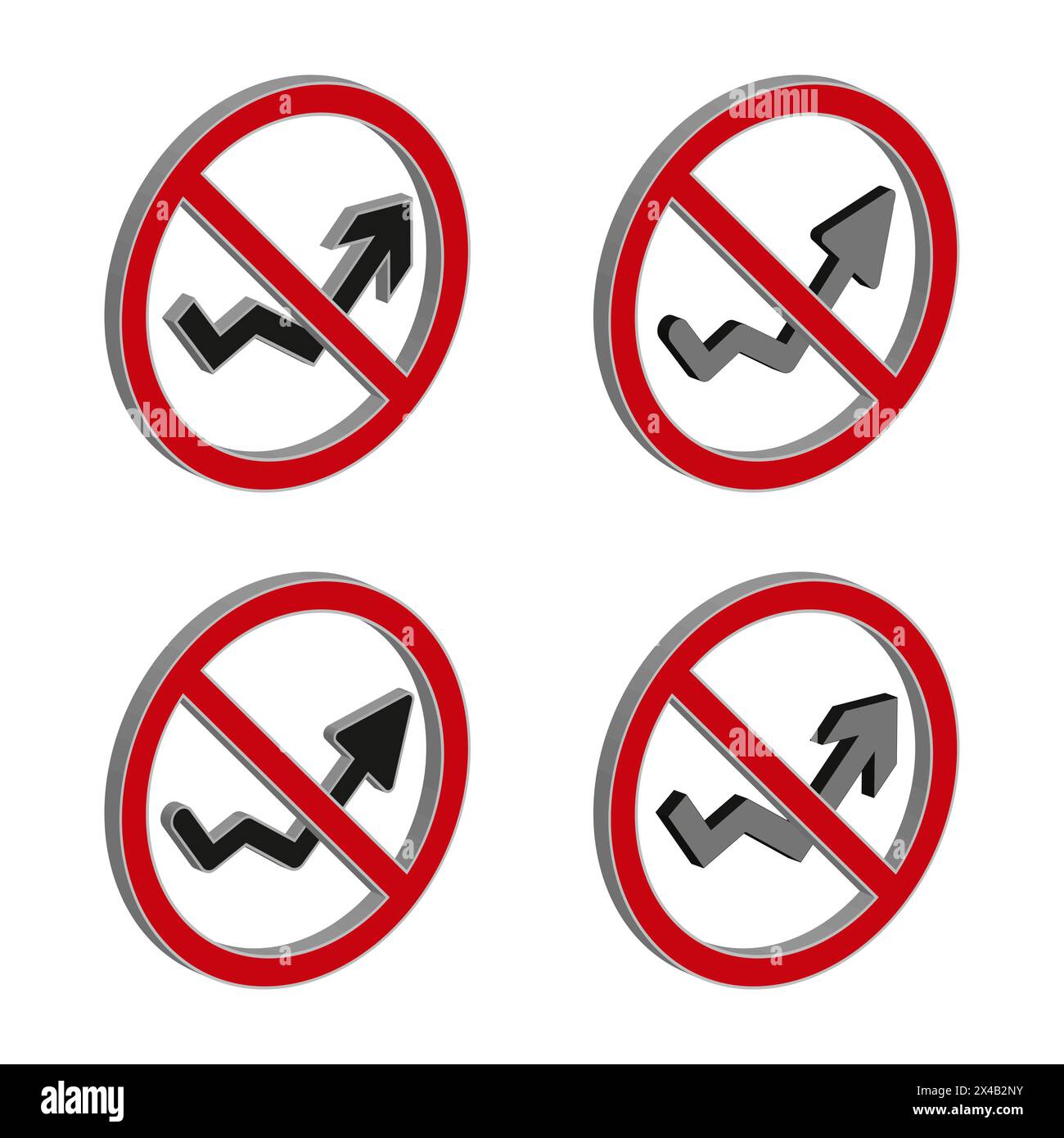 Prohibited direction signs. Vector forbidden arrows set. No turning ...