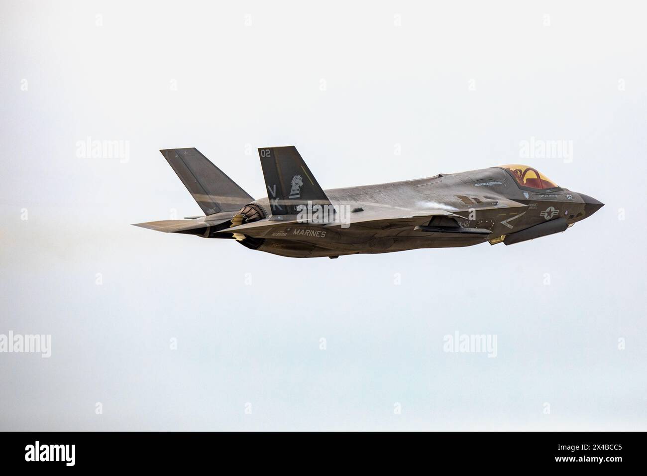 A U.S. Marine Corps F-35B Lightning II aircraft with Marine Fighter Attack Squadron 121, Marine Aircraft Group 12, 1st Marine Aircraft Wing, takes off Stock Photo