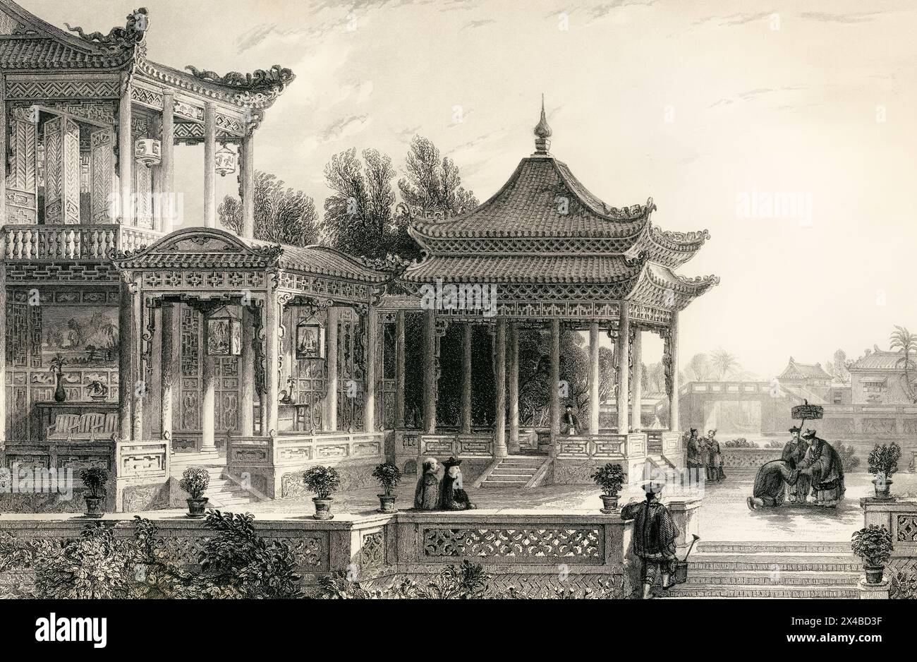 Imperial chinese heritage illustrated scene hi-res stock photography ...
