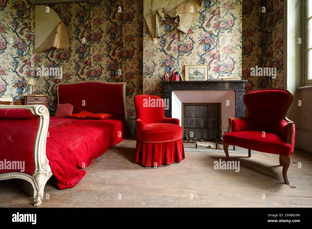 vintage house interior with old antique furnitures in a lost place