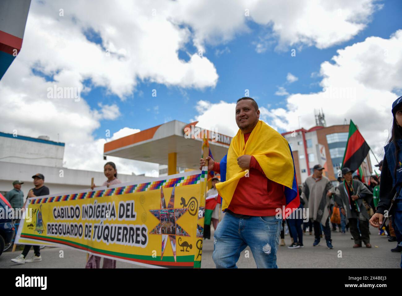 Ipiales, Colombia. 01st May, 2024. Supporters of colombian president Gustavo Petro demonstrate in support of his reform bills on retirment, labor, prisions and health on May 1, 2024, in Ipiales, Colombia. Photo by: Camilo Erasso/Long Visual Press Credit: Long Visual Press/Alamy Live News Stock Photo