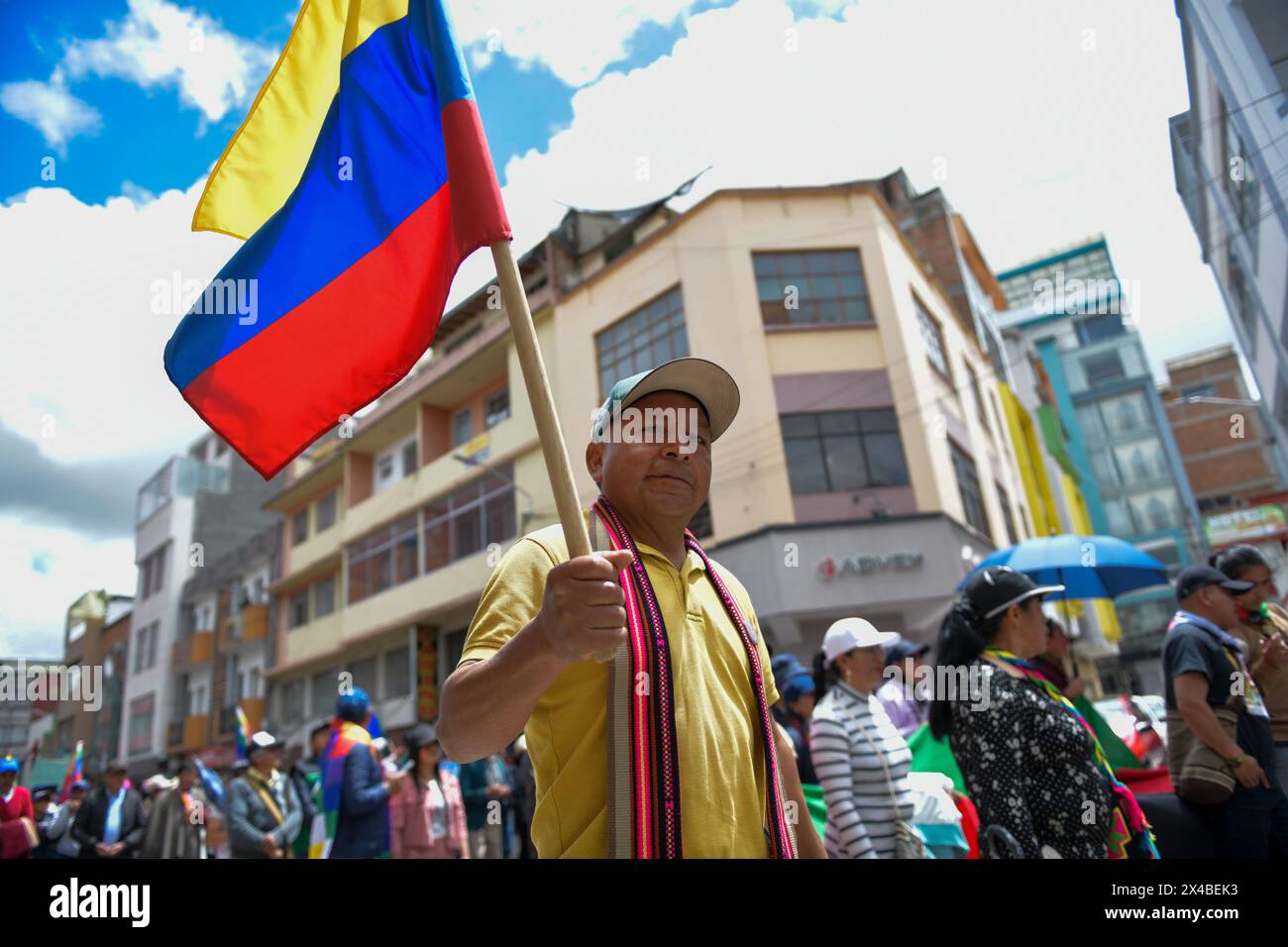 Ipiales, Colombia. 01st May, 2024. Supporters of colombian president Gustavo Petro demonstrate in support of his reform bills on retirment, labor, prisions and health on May 1, 2024, in Ipiales, Colombia. Photo by: Camilo Erasso/Long Visual Press Credit: Long Visual Press/Alamy Live News Stock Photo