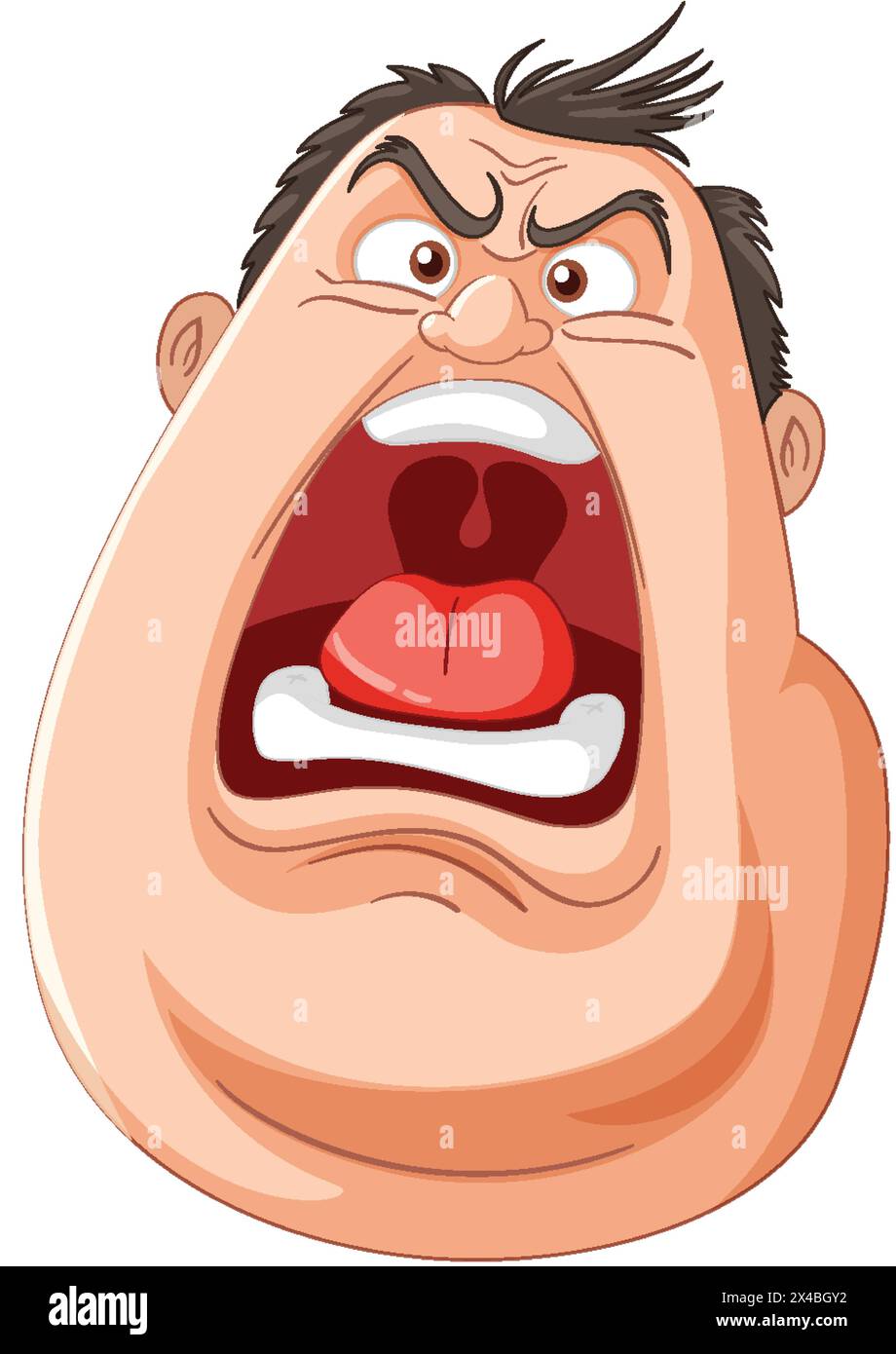 Cartoon of a man yelling with exaggerated features. Stock Vector