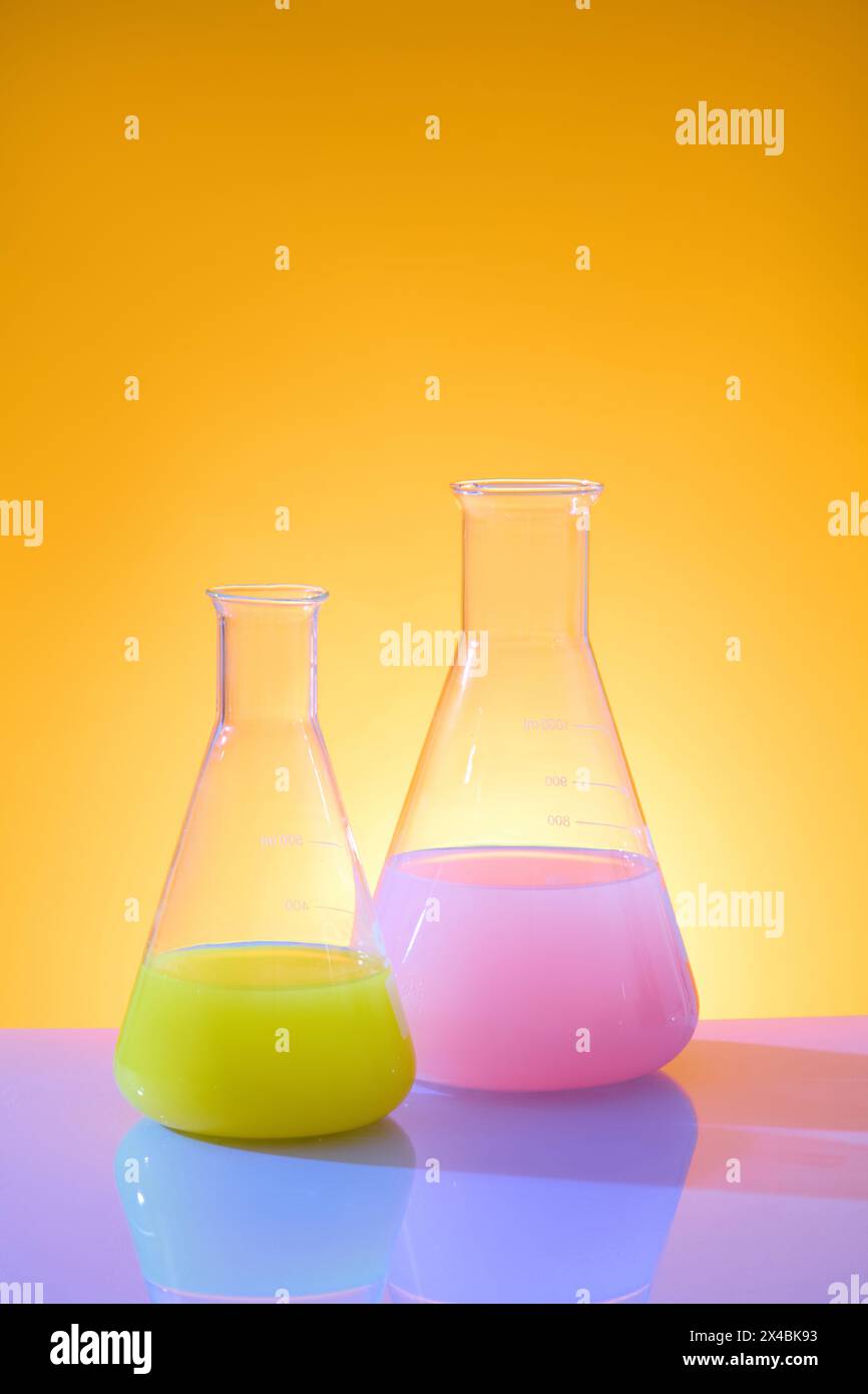 Color background with laboratory equipments decorated for advertising ...