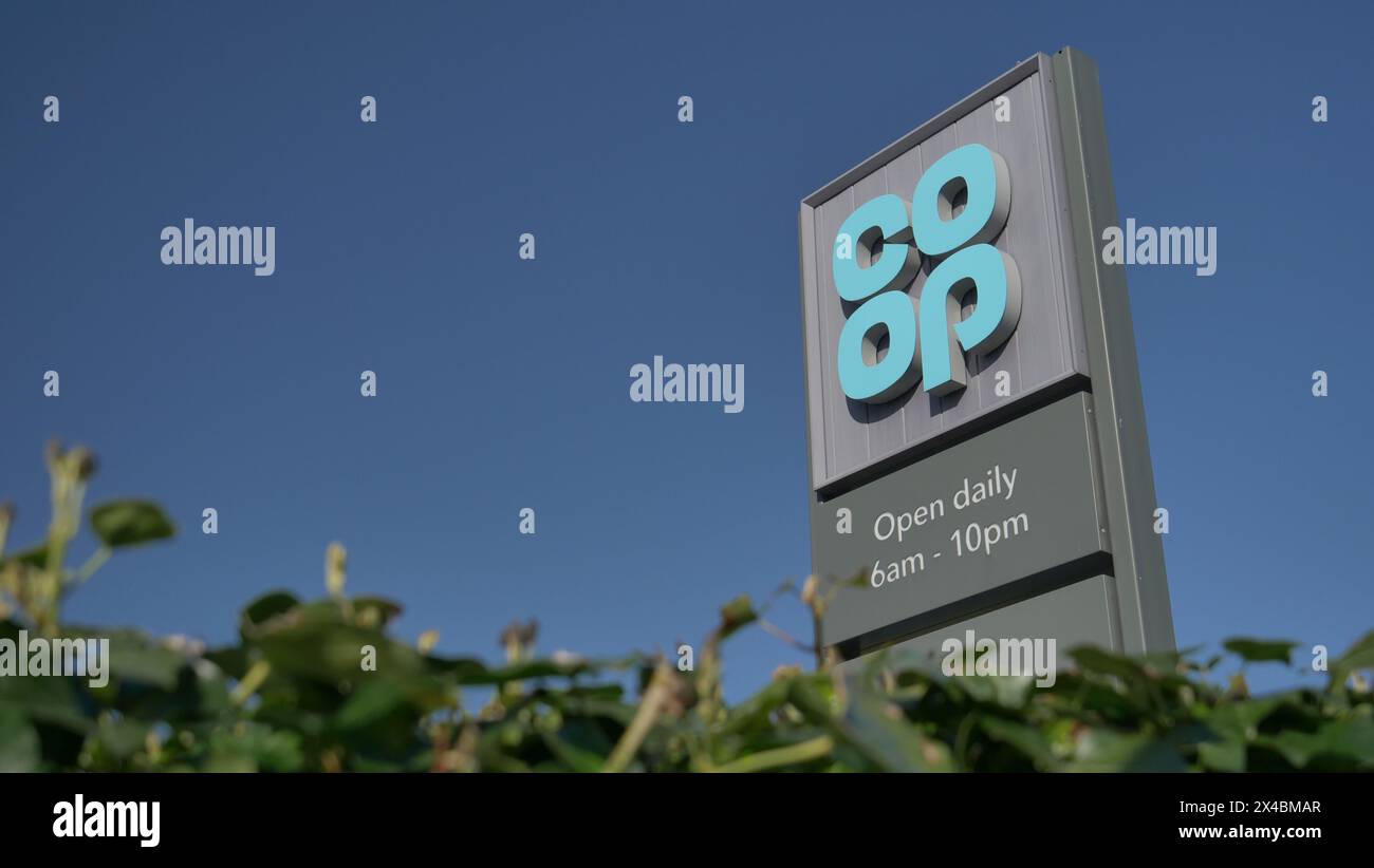 The sign outside a Co-Op convenince store in Peterborough Stock Photo