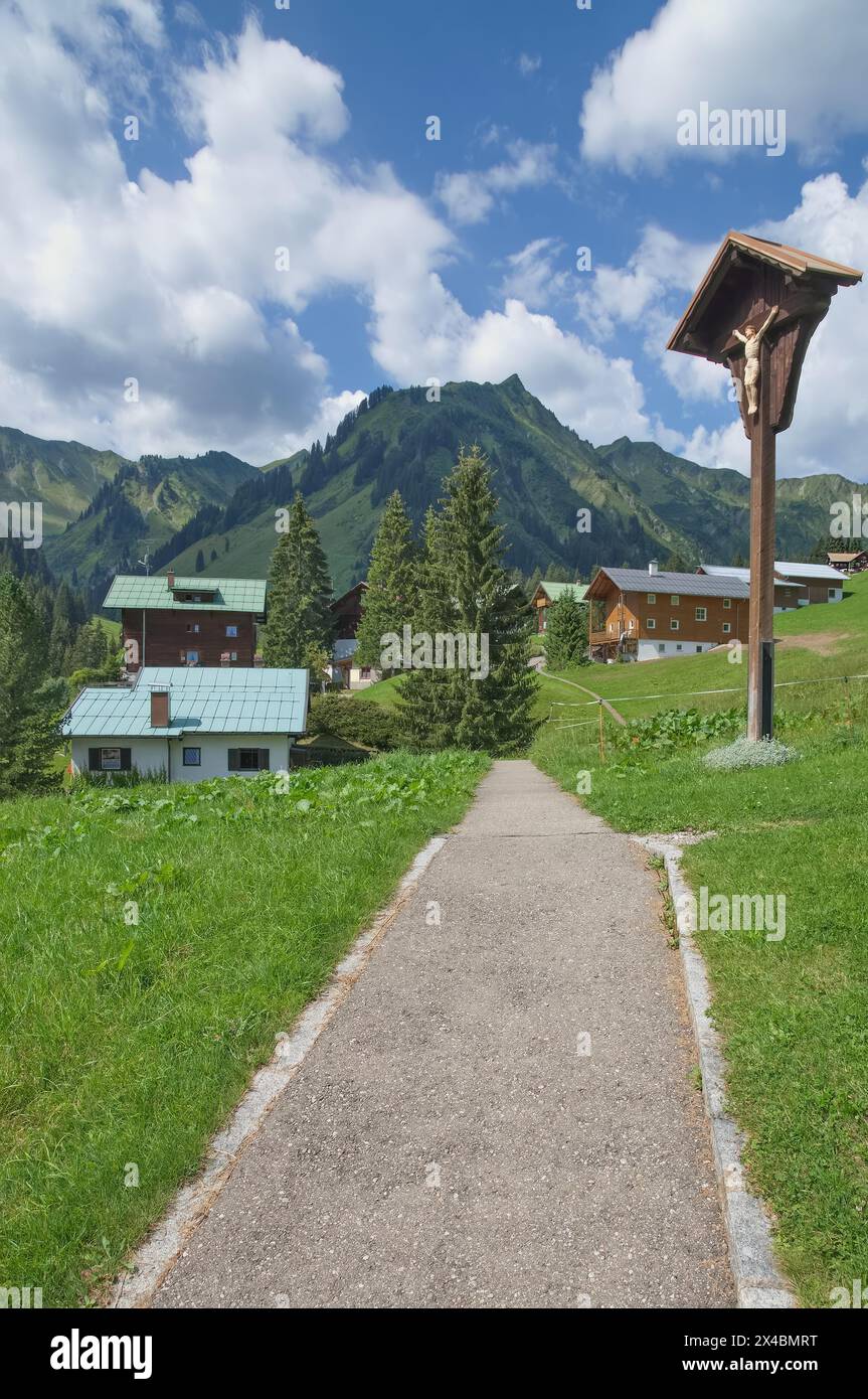 Village of Baad close to Mittelberg in Kleinwalsertal, Vorarlberg, Austria Stock Photo