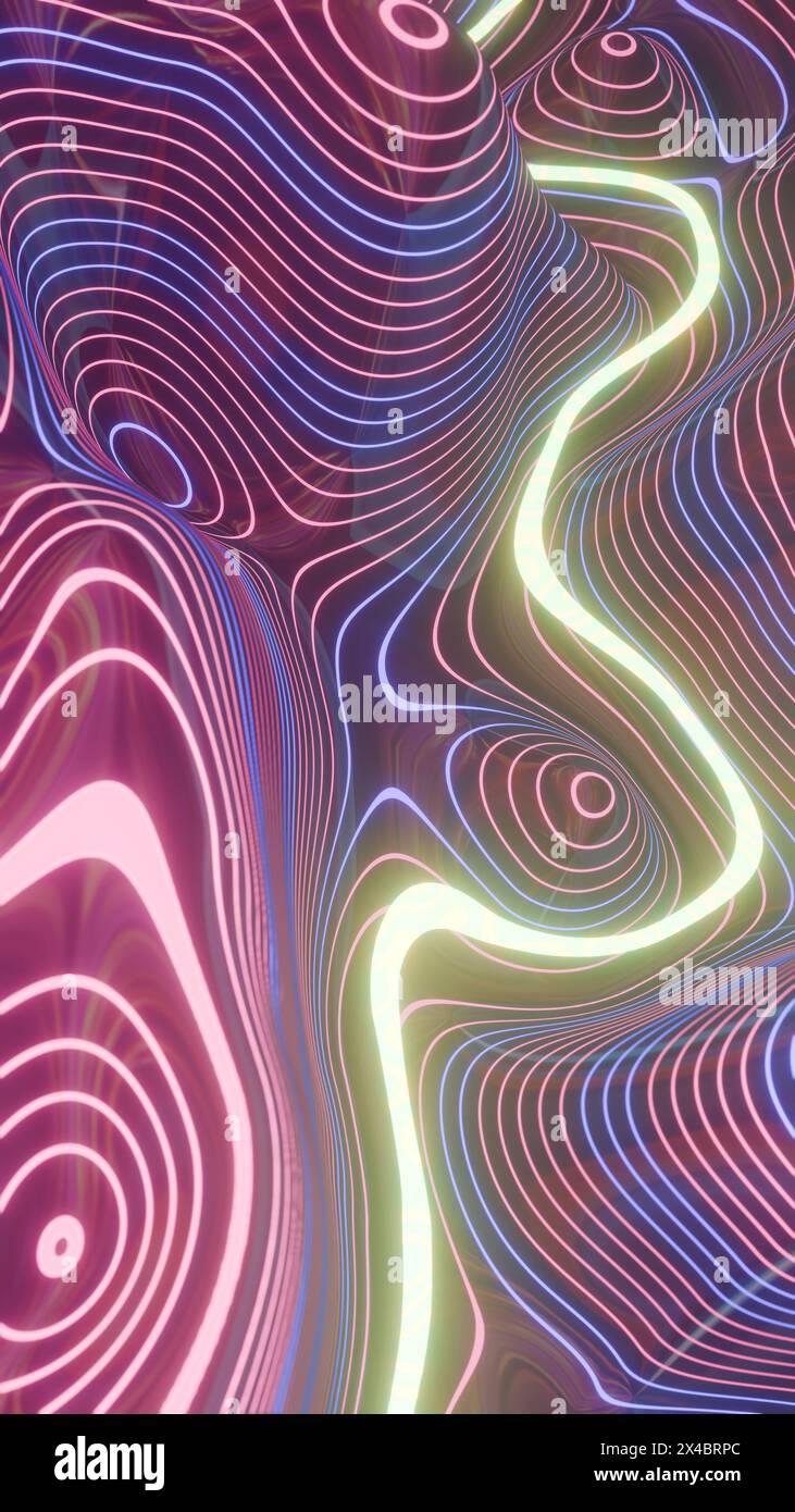 Neon Topography: A Luminous Journey Through Abstract Terrain Stock 