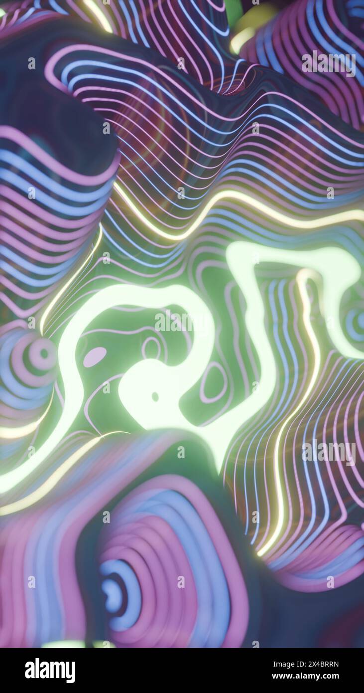 Neon Topography: A Luminous Journey Through Abstract Terrain Stock 