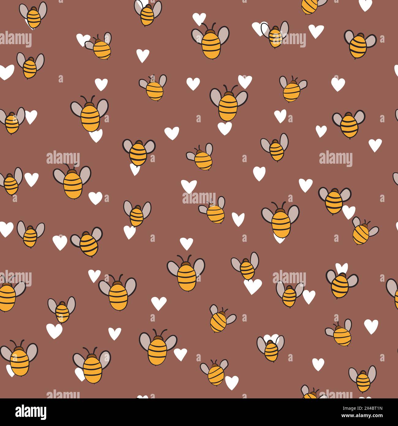 Seamless pattern with bees on color background. Small wasp. Vector ...