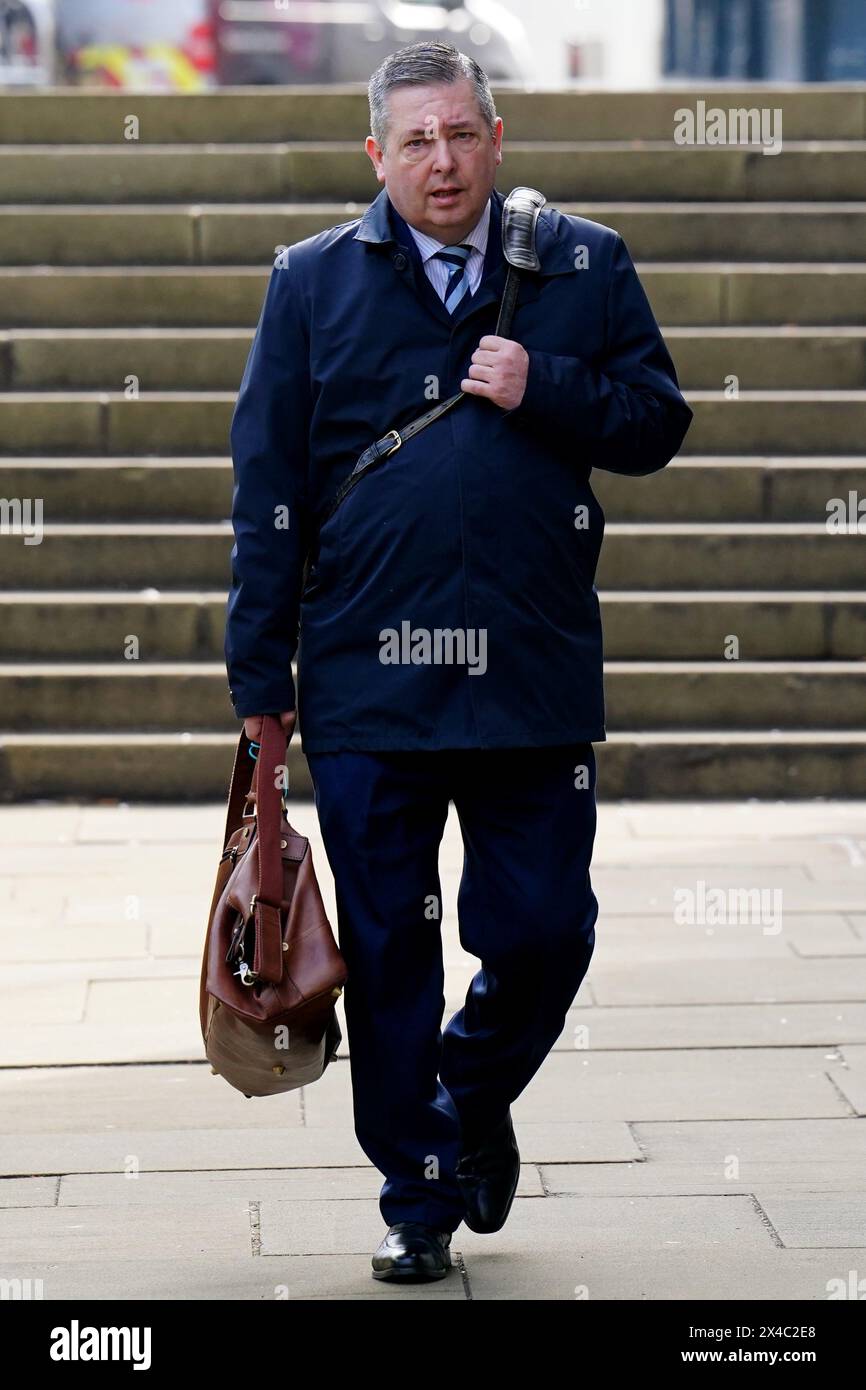 Former Lord Advocate Frank Mulholland QC arrives at Capital House, Edinburgh, for the hearings for the public inquiry into the death of Sheku Bayoh, who died in May 2015 after he was restrained by officers responding to a call in Kirkcaldy, Fife. Picture date: Thursday May 2, 2024. Stock Photo
